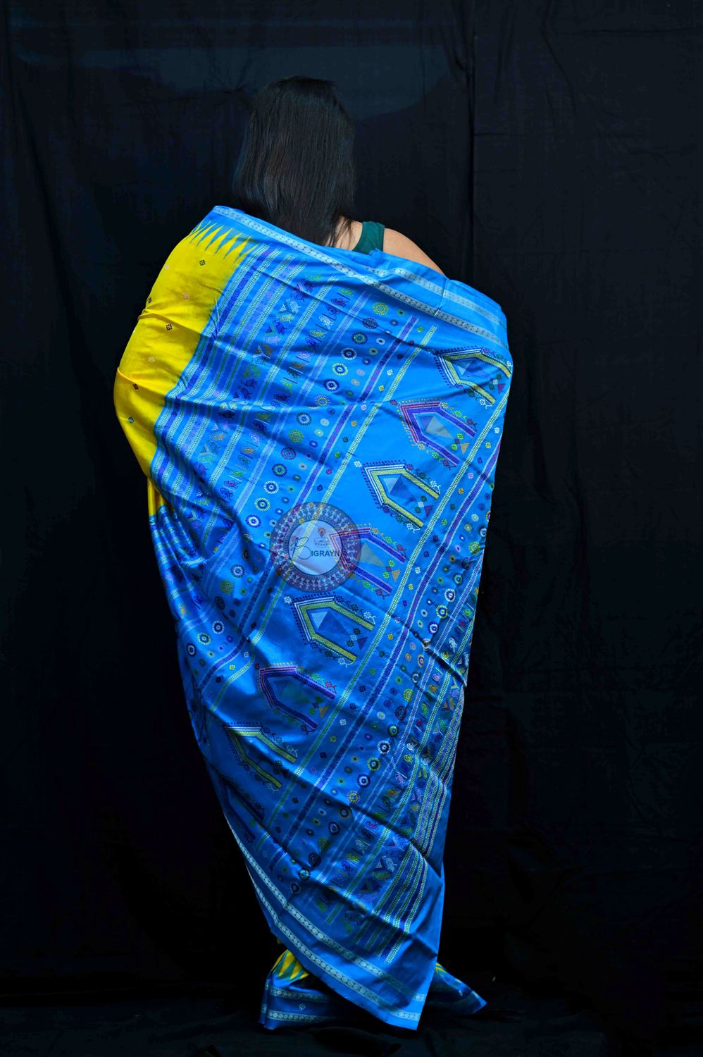 Yellow Blue Dolabedi Silk Saree