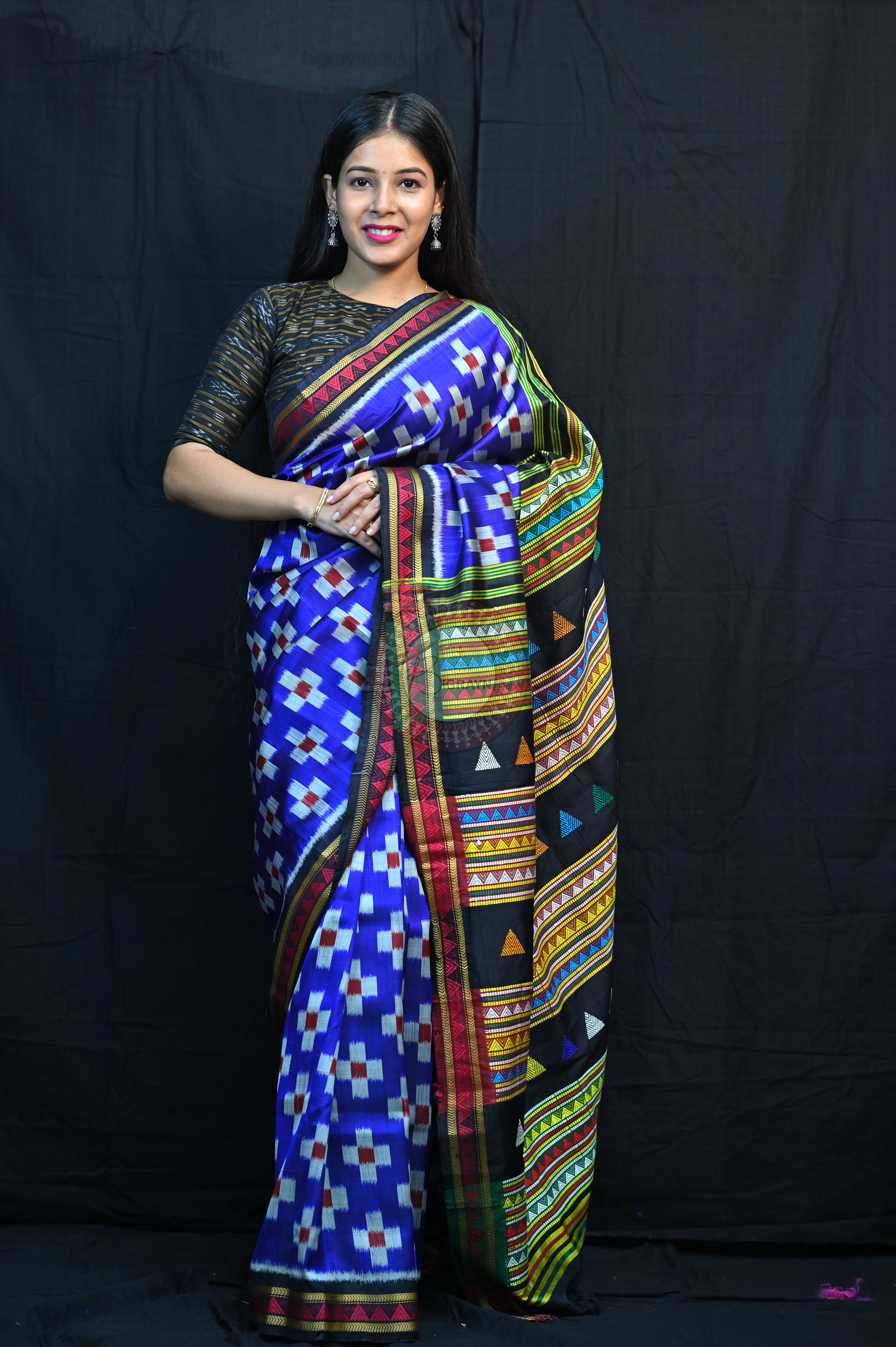 Blue Pasapali Dongria Fusion Mulberry Silk Saree