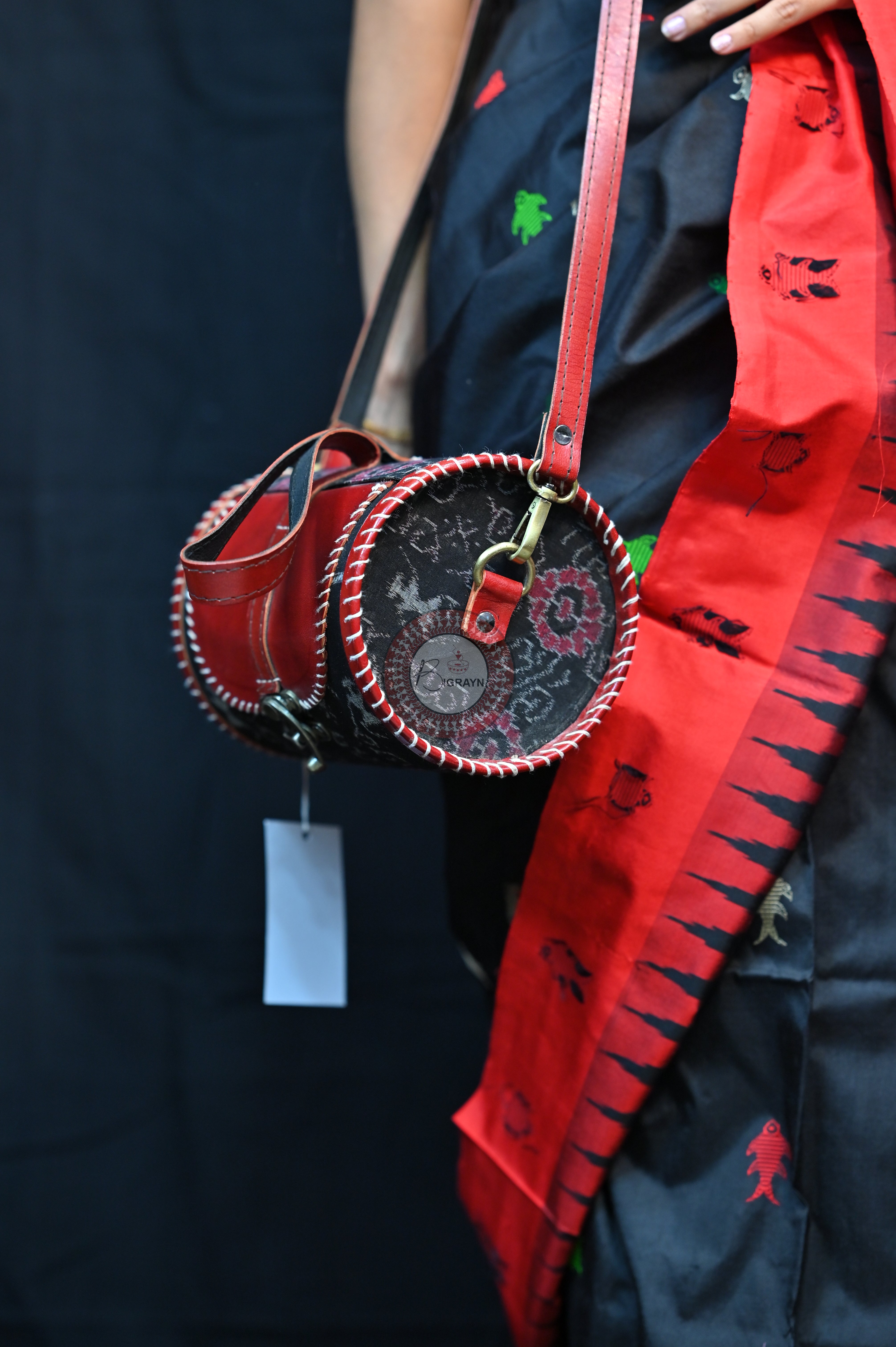 Mastya Kachhap Black Red Bomkai Silk Saree