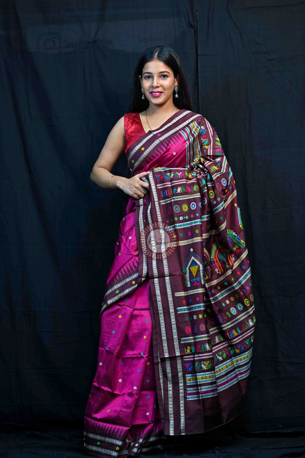 Purple Coffee Dolabedi Silk Saree
