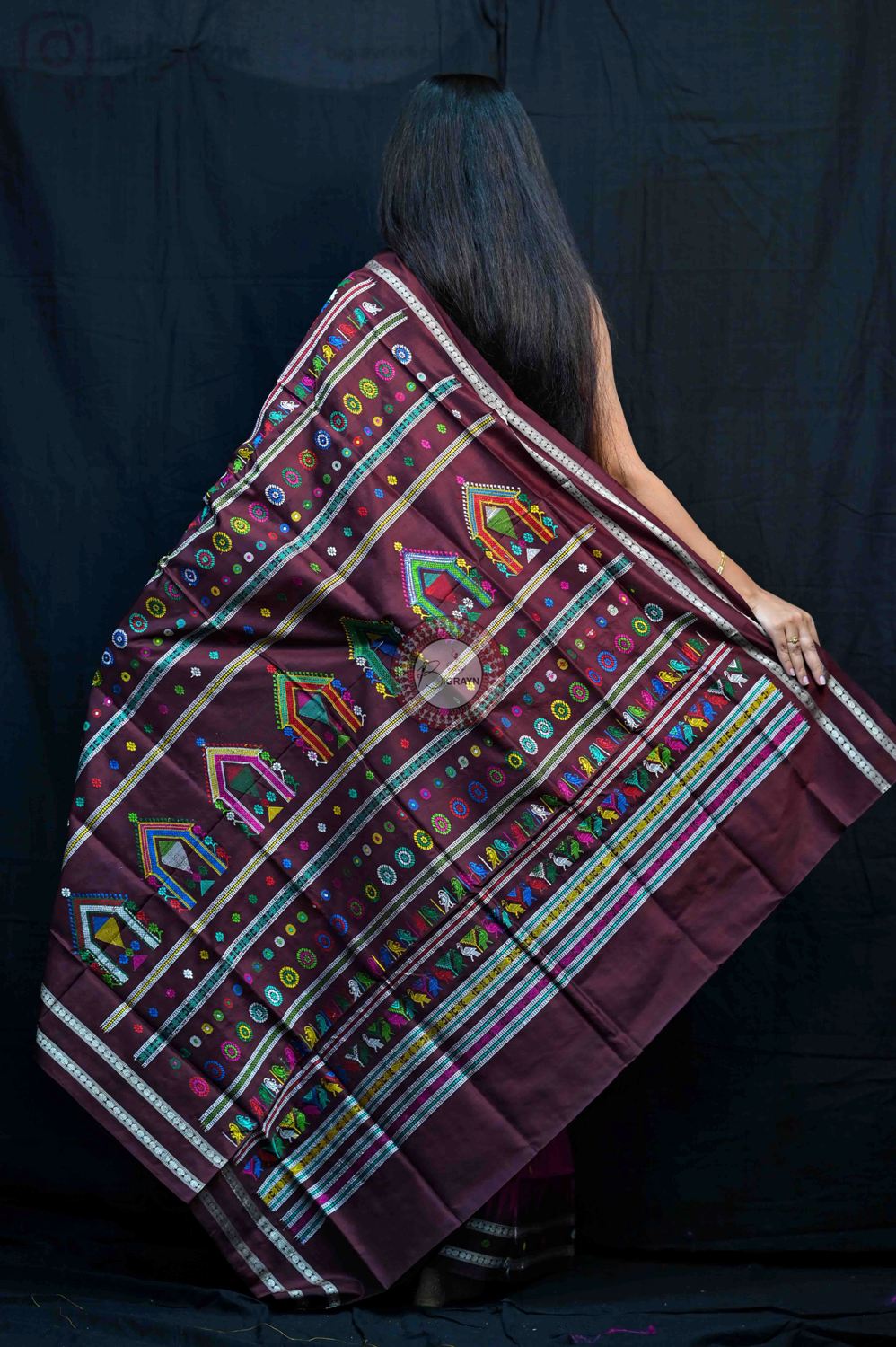 Purple Coffee Dolabedi Silk Saree