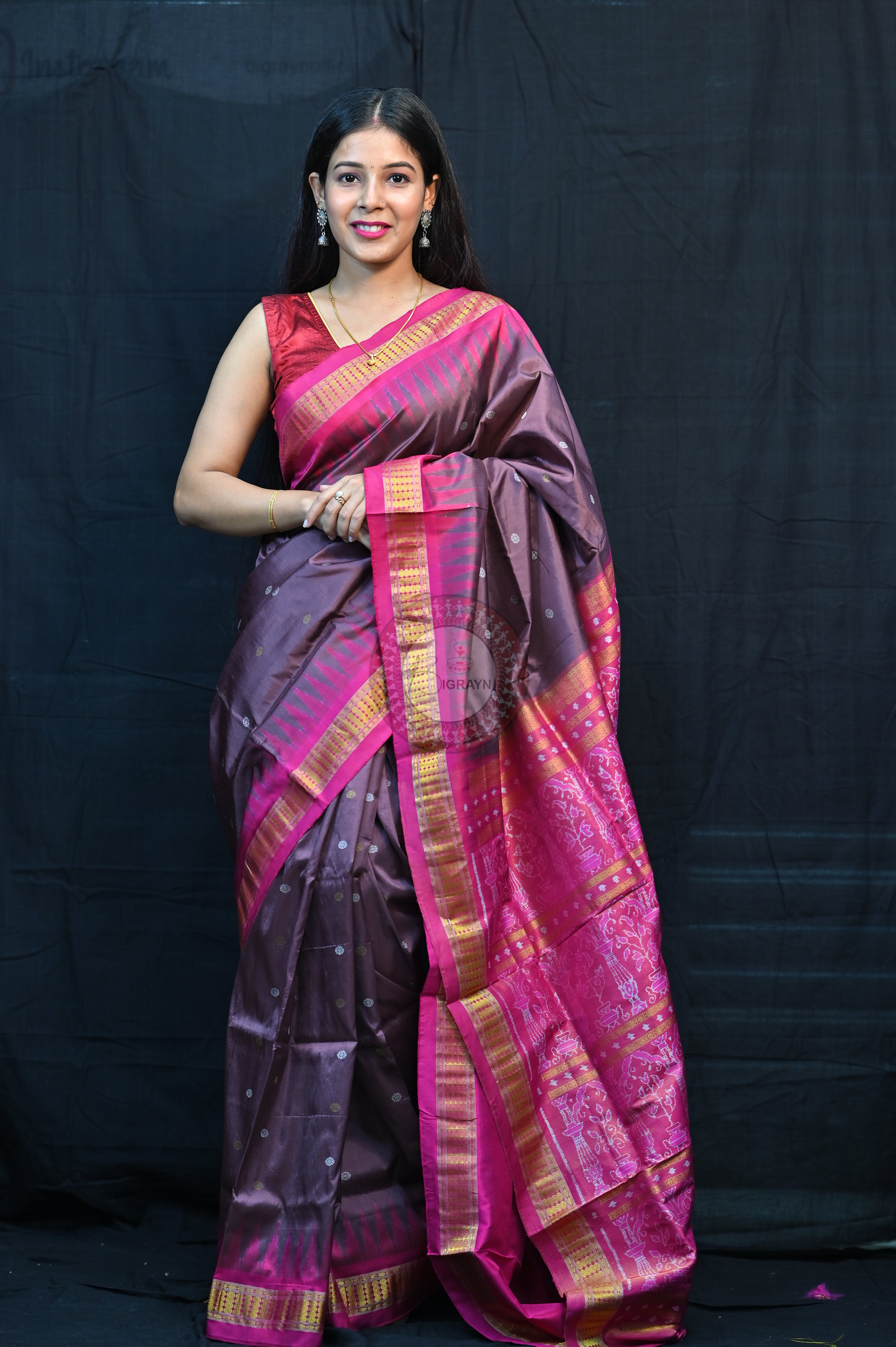 "Odisha Handloom Tissue Silk Saree with shimmering texture, elegant zari border, and lightweight drape, handcrafted by artisans"