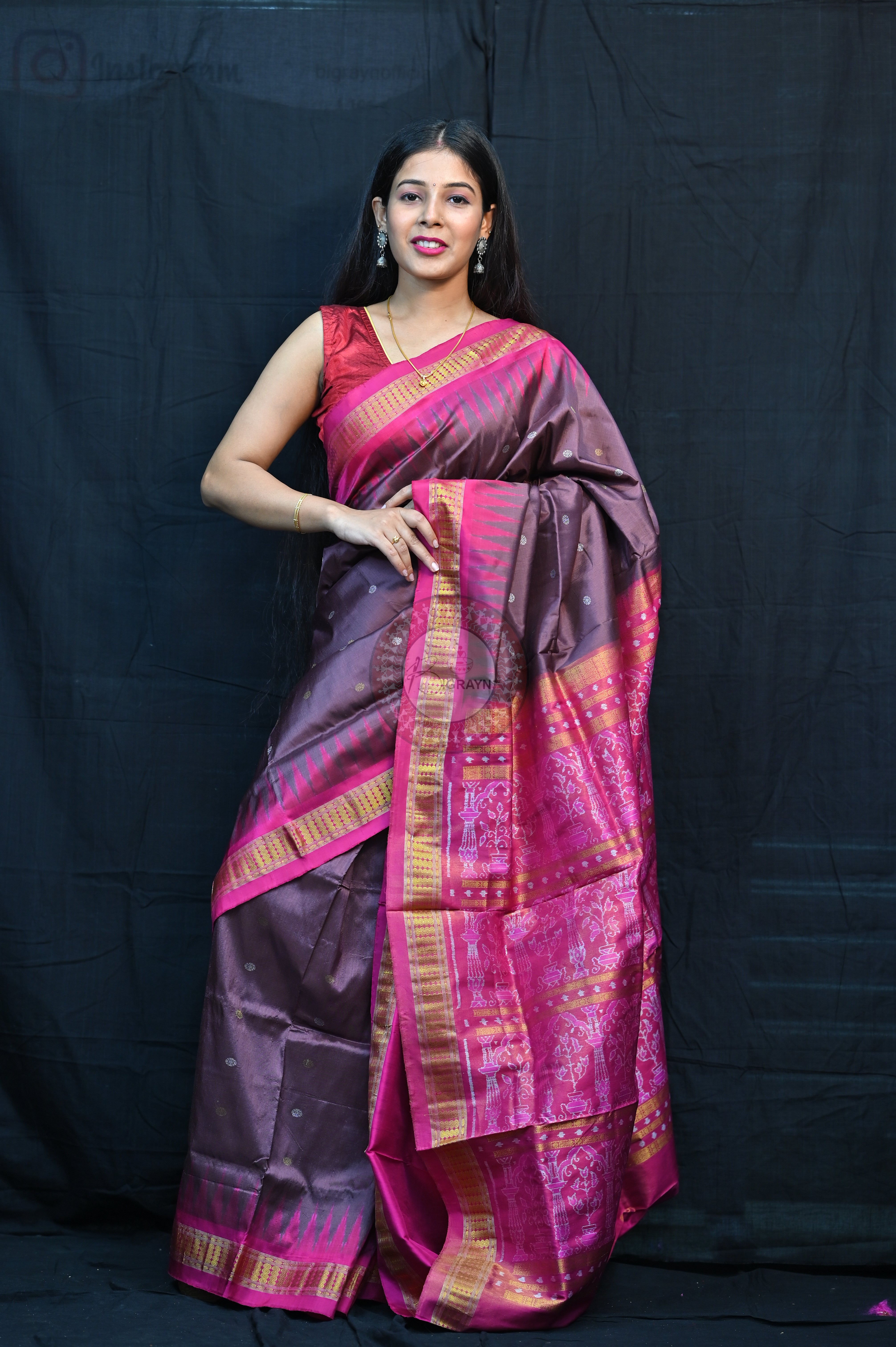 "Odisha Handloom Tissue Silk Saree with shimmering texture, elegant zari border, and lightweight drape, handcrafted by artisans"