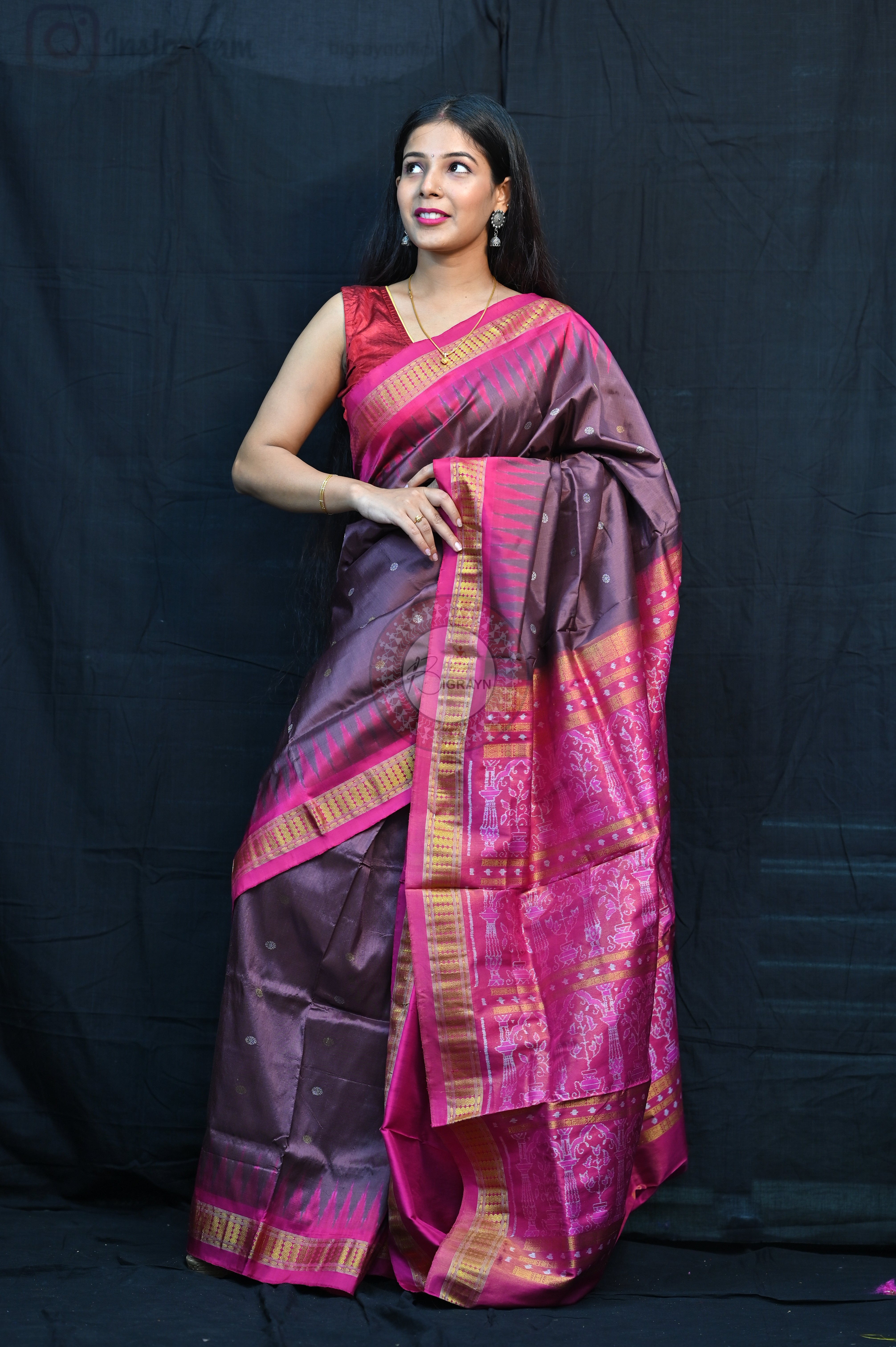 "Odisha Handloom Tissue Silk Saree with shimmering texture, elegant zari border, and lightweight drape, handcrafted by artisans"