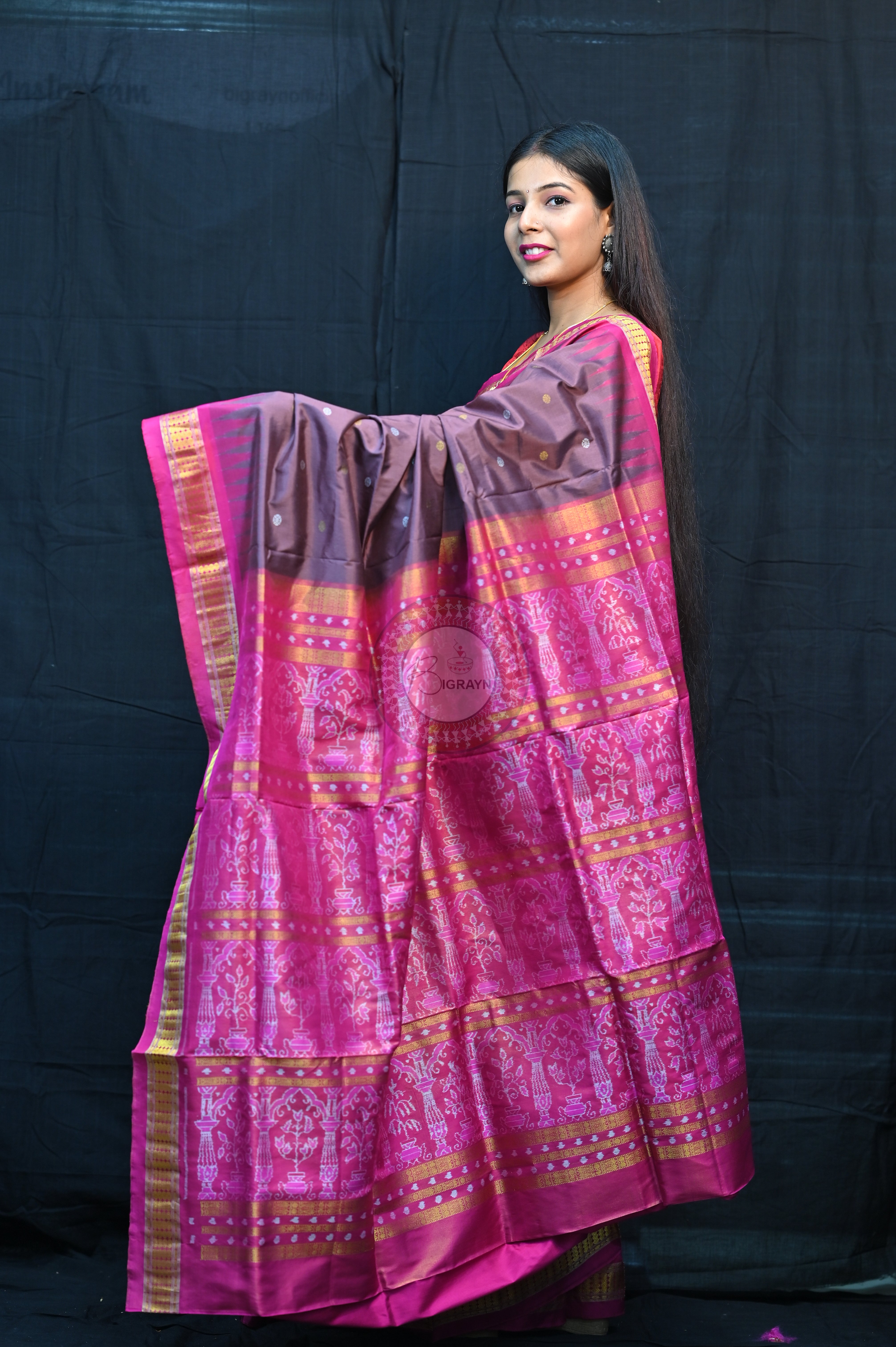 "Odisha Handloom Tissue Silk Saree with shimmering texture, elegant zari border, and lightweight drape, handcrafted by artisans"