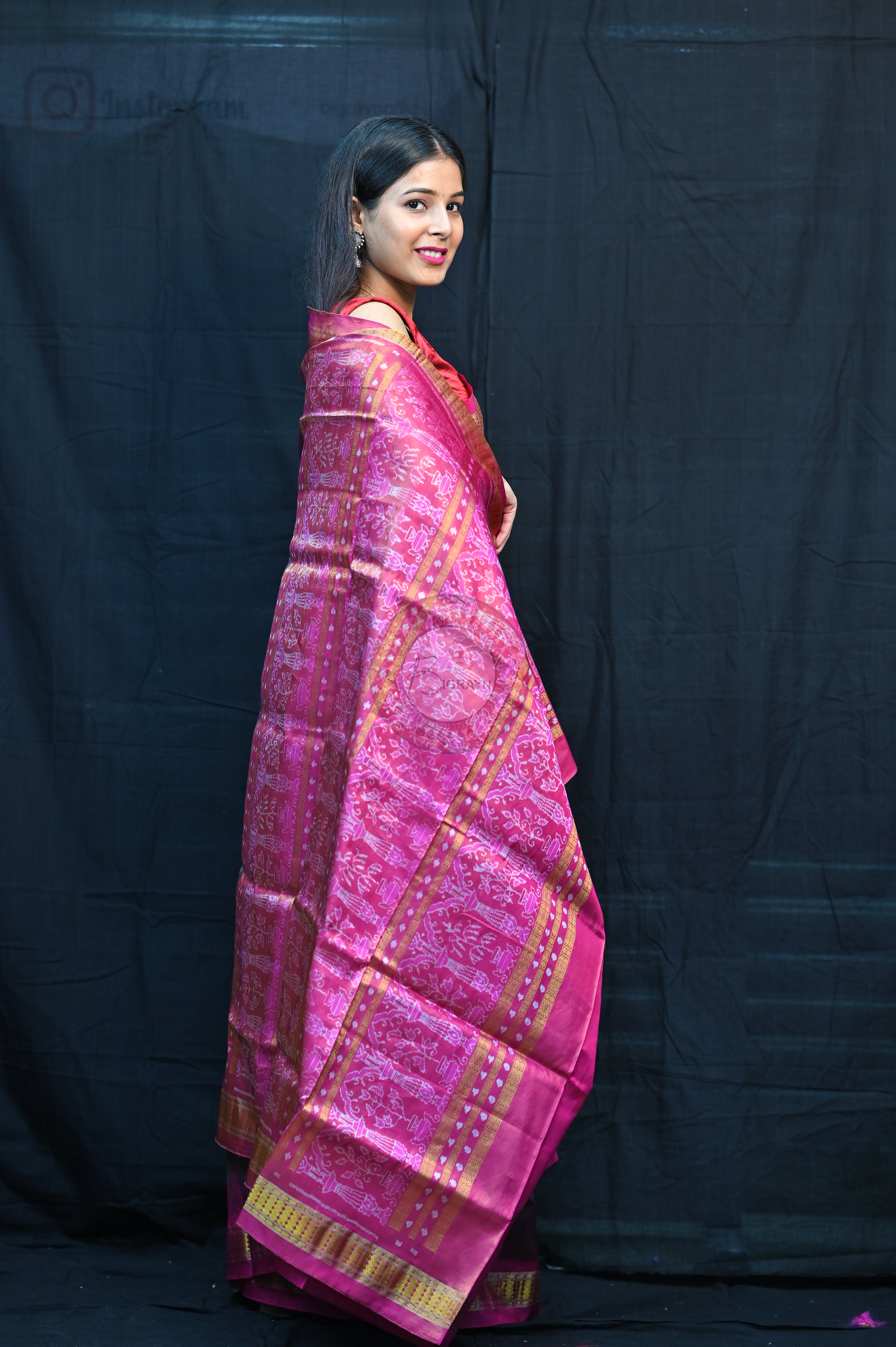 "Odisha Handloom Tissue Silk Saree with shimmering texture, elegant zari border, and lightweight drape, handcrafted by artisans"