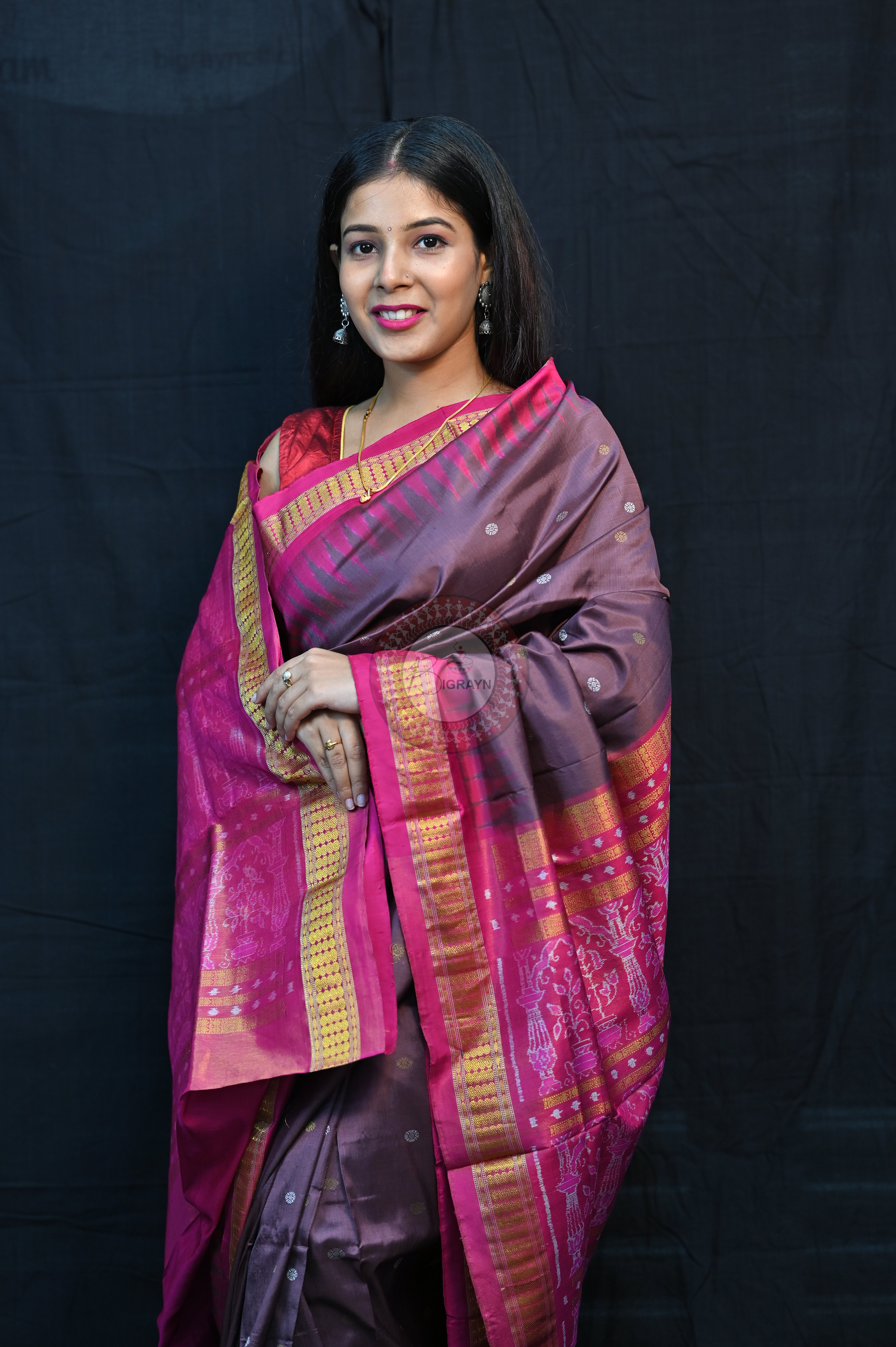 "Odisha Handloom Tissue Silk Saree with shimmering texture, elegant zari border, and lightweight drape, handcrafted by artisans"