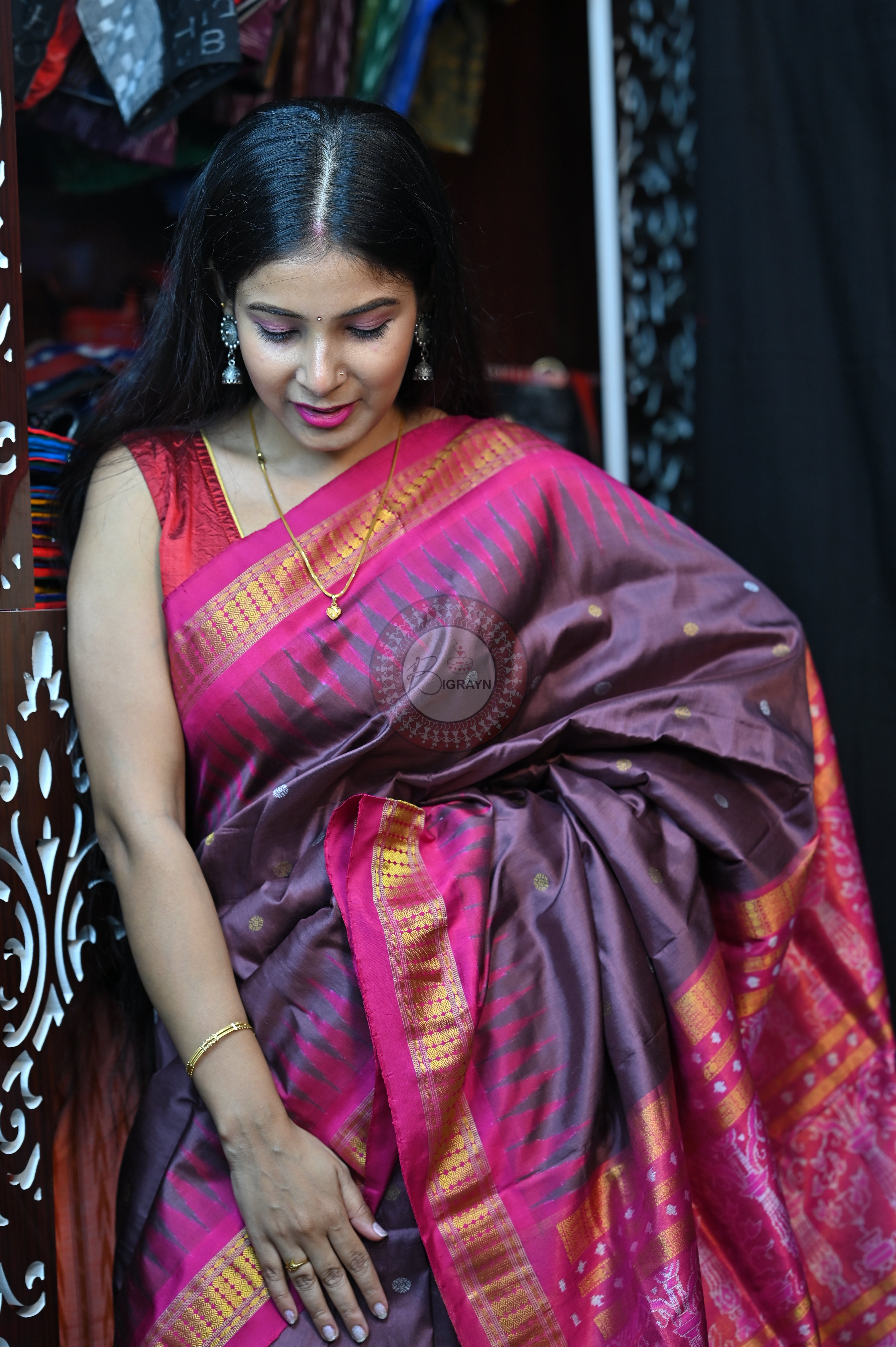 "Odisha Handloom Tissue Silk Saree with shimmering texture, elegant zari border, and lightweight drape, handcrafted by artisans"