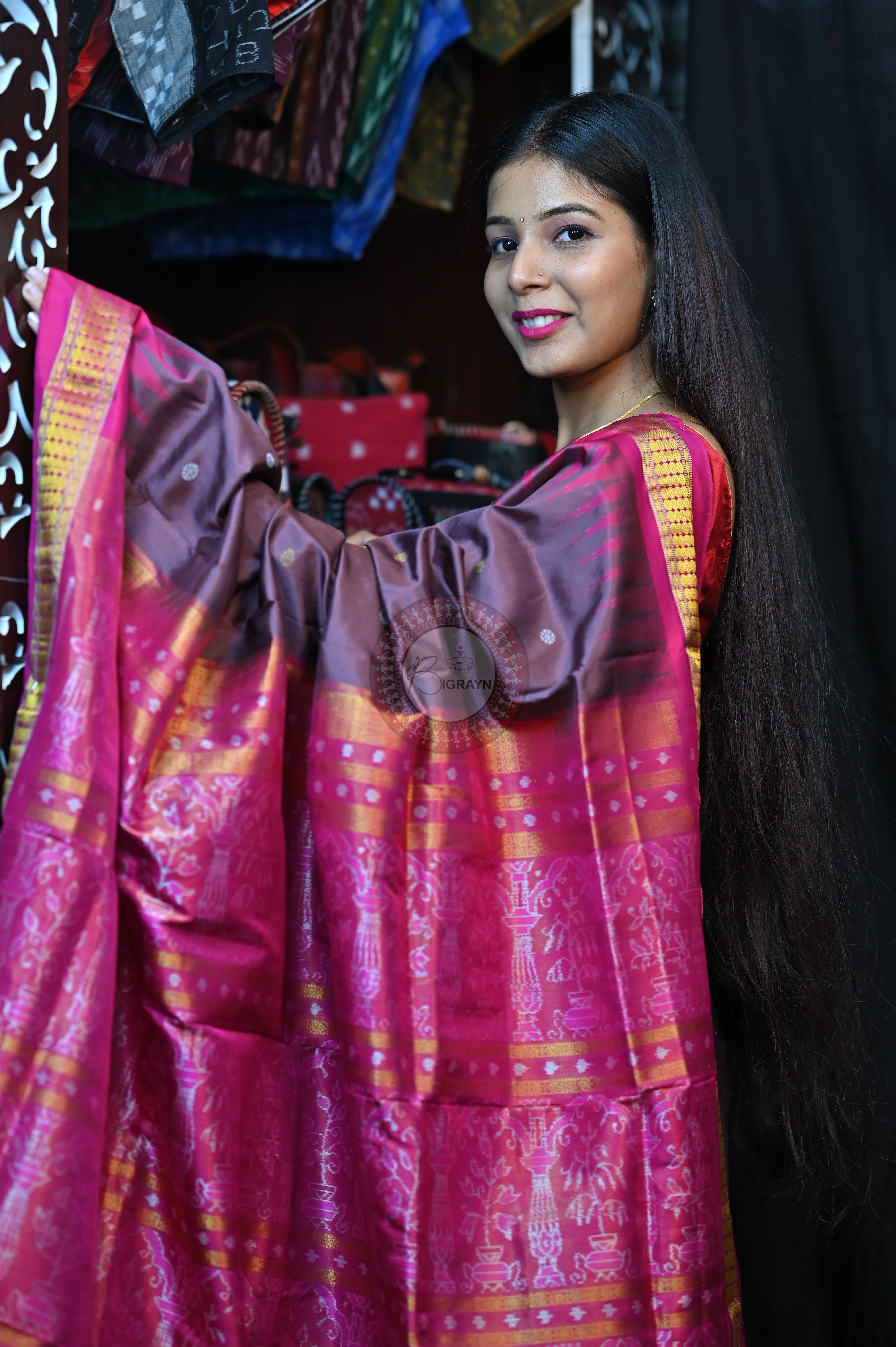 "Odisha Handloom Tissue Silk Saree with shimmering texture, elegant zari border, and lightweight drape, handcrafted by artisans"