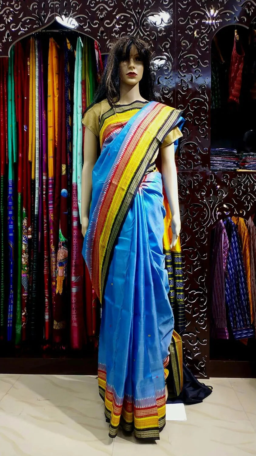 Light Blue Kathiphera Khandua Silk Saree