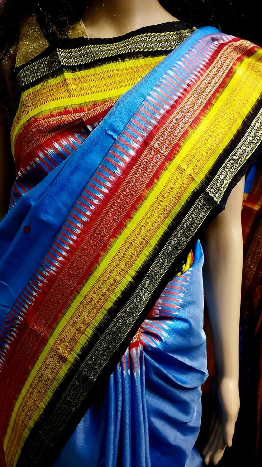 Light Blue Kathiphera Khandua Silk Saree