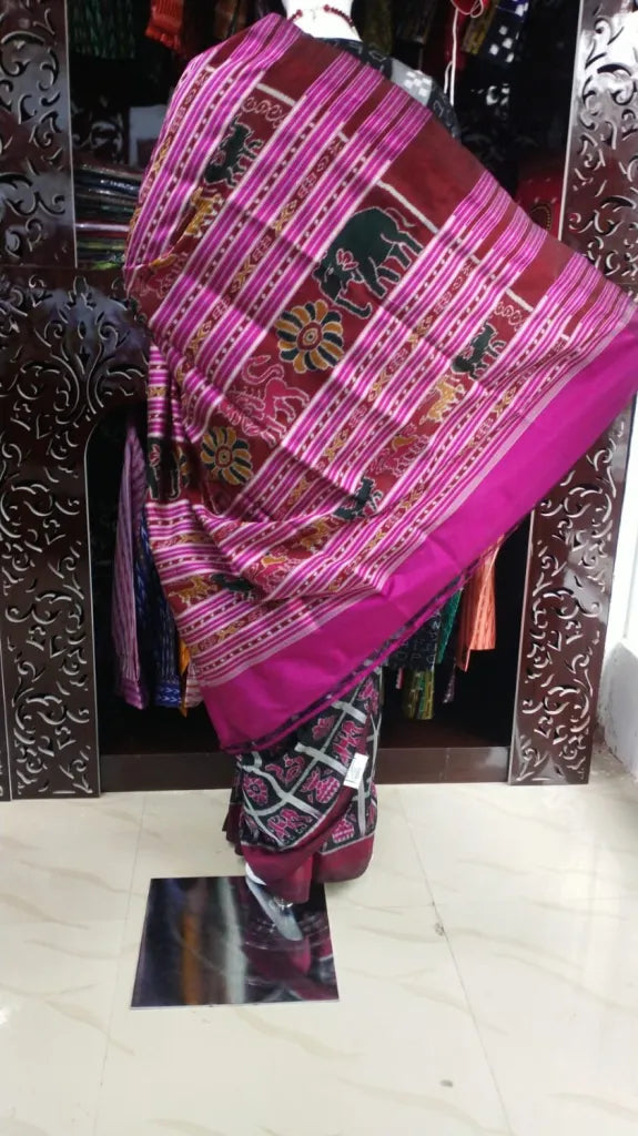 Black Dasakothi Mulberry Silk Saree