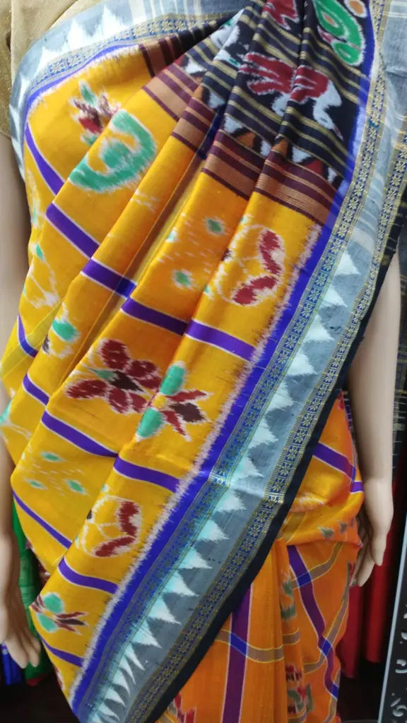 Mustard Yellow Nabakothi Silk Saree