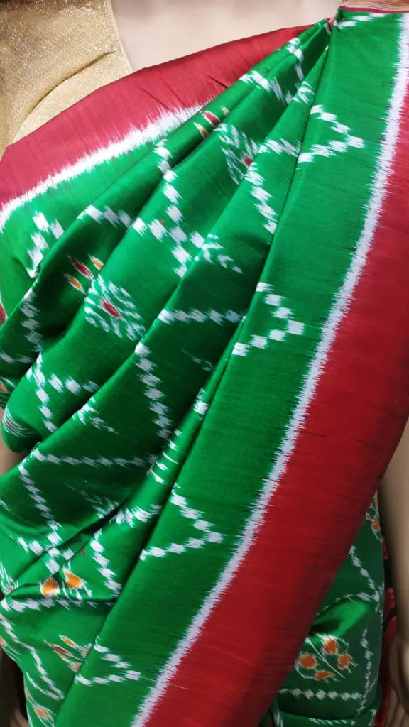 Green Tribal Tarabali Khandua Silk Saree