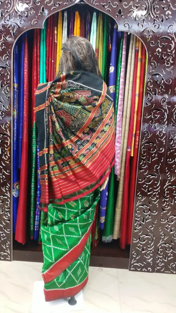 Green Tribal Tarabali Khandua Silk Saree