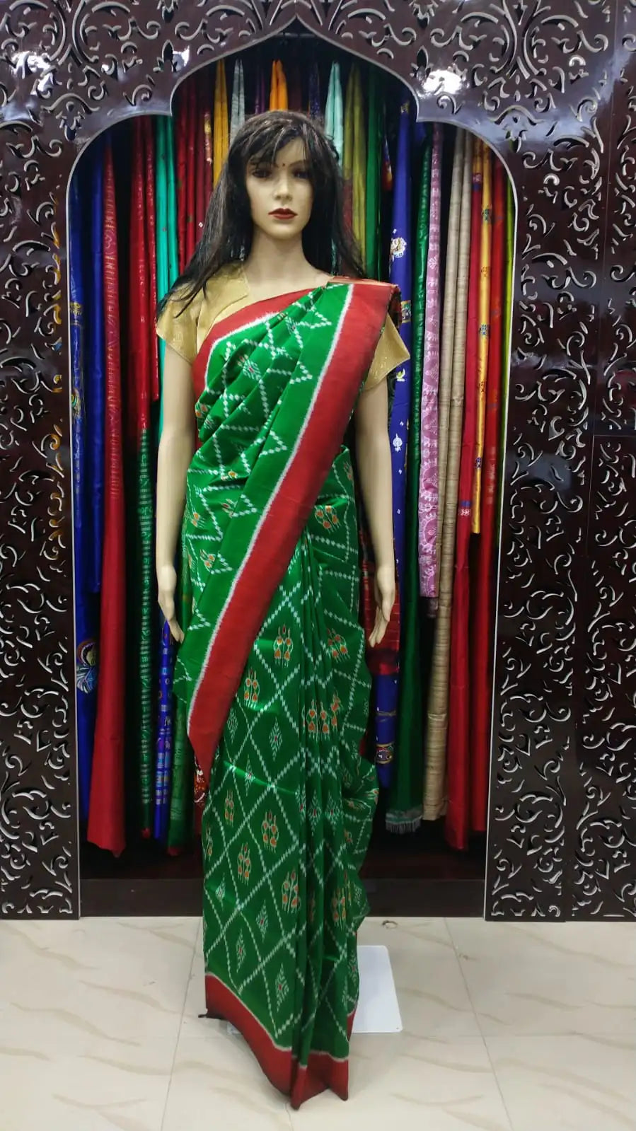 Green Tribal Tarabali Khandua Silk Saree