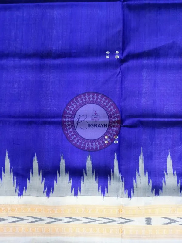 Blue White Buti Kumbha Khandua Silk Saree
