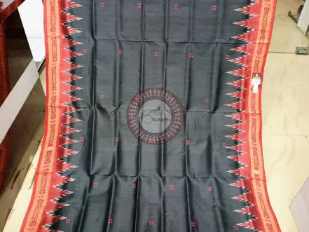 Black Maroon Buti Kumbha Khandua Silk Saree