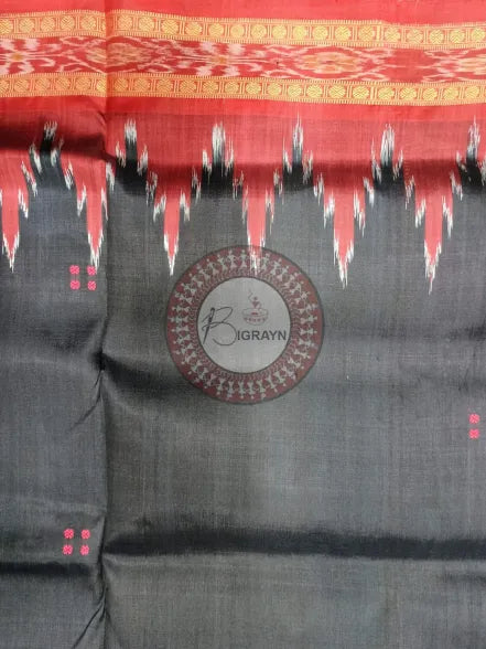Black Maroon Buti Kumbha Khandua Silk Saree