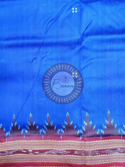 Blue Red Buti Kumbha Khandua Silk Saree