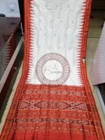 White Red Buti Kumbha Khandua Silk Saree