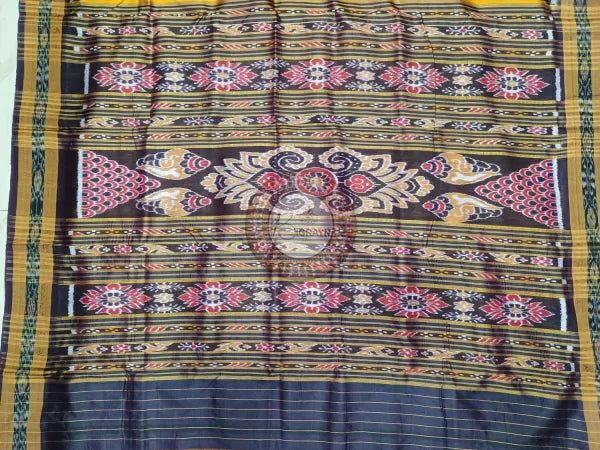 Mustard Yellow Coffee Buti Kumbha Khandua Silk Saree