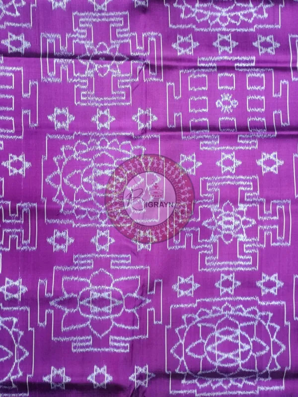 Purple Black Sri Yantra Mulberry Silk Saree