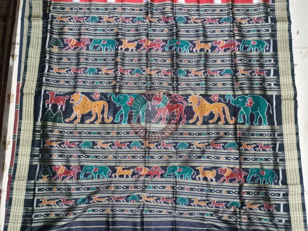 Maroon Black Cross Pasapali Partly Mulberry Silk Saree