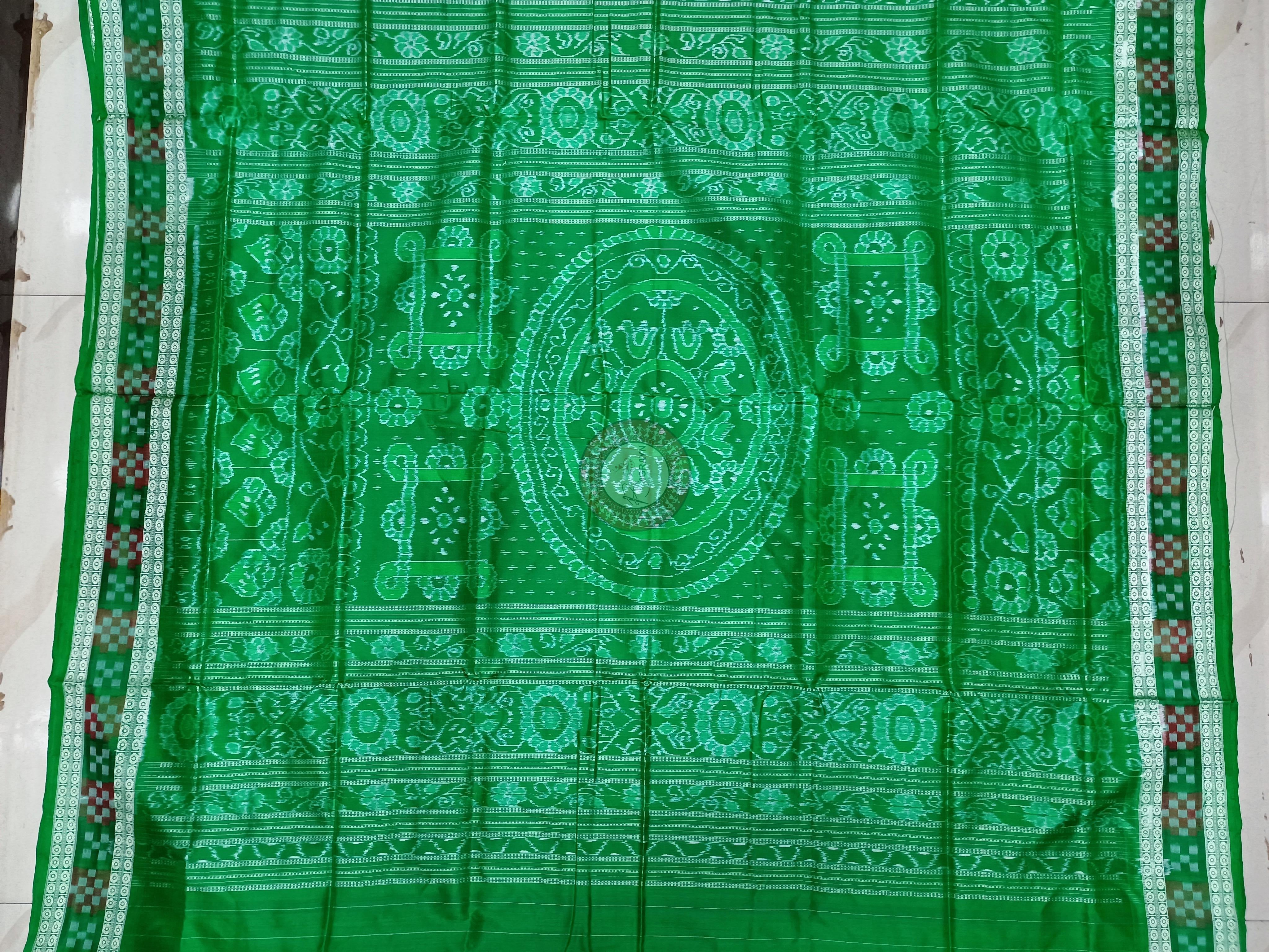 Red Green Sakta Border Odisha Handloom Bomkai Silk Saree