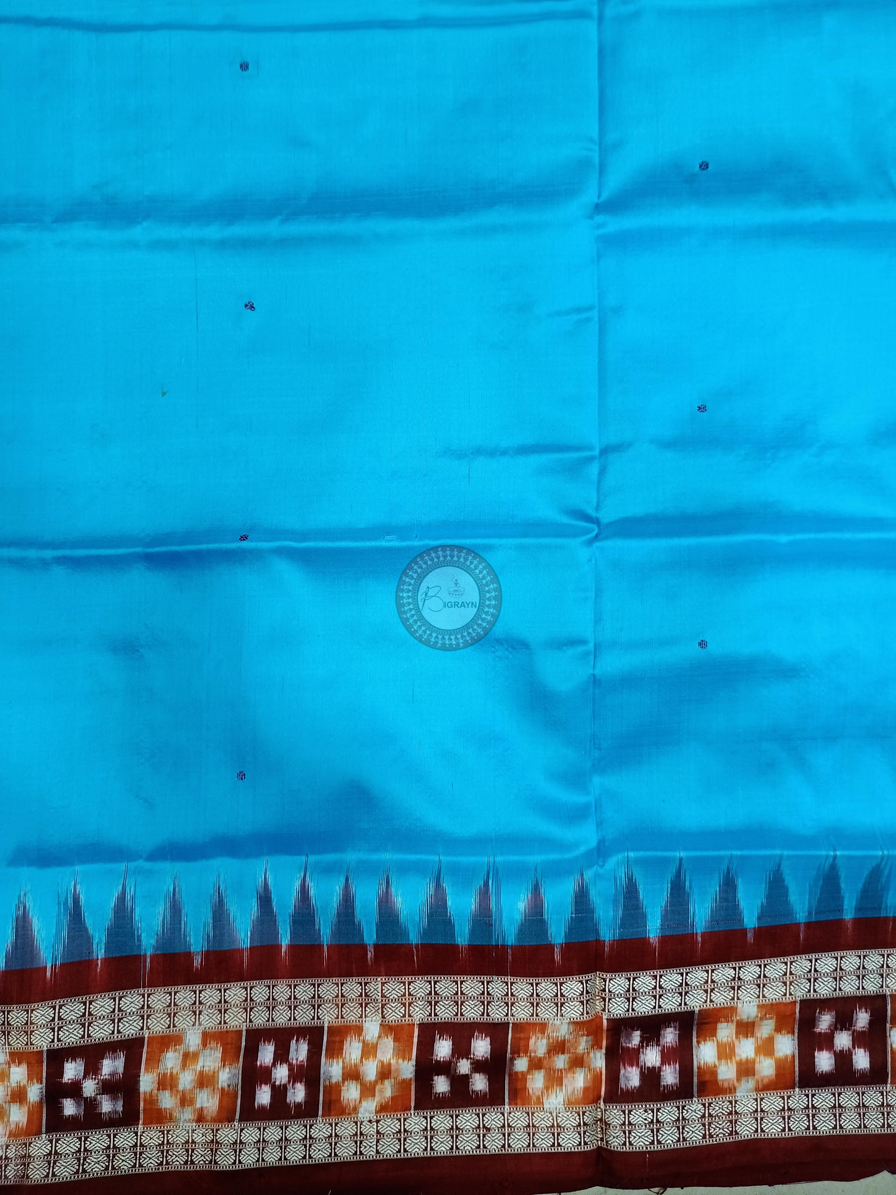 Copper Sulphate Maroon Sakta Border Odisha Handloom Bomkai Silk Saree