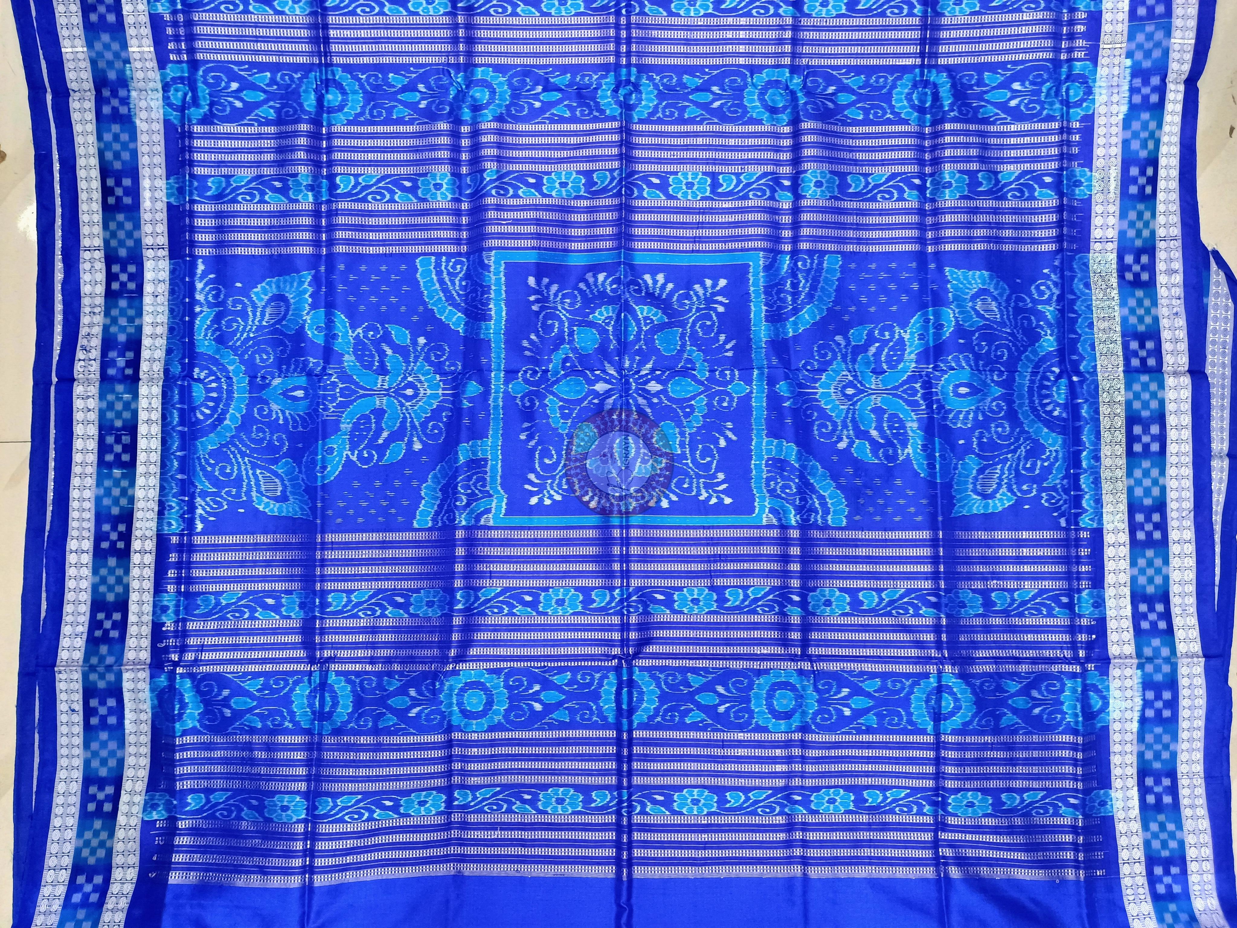 Red Blue Sakta Border Odisha Handloom Bomkai Silk Saree