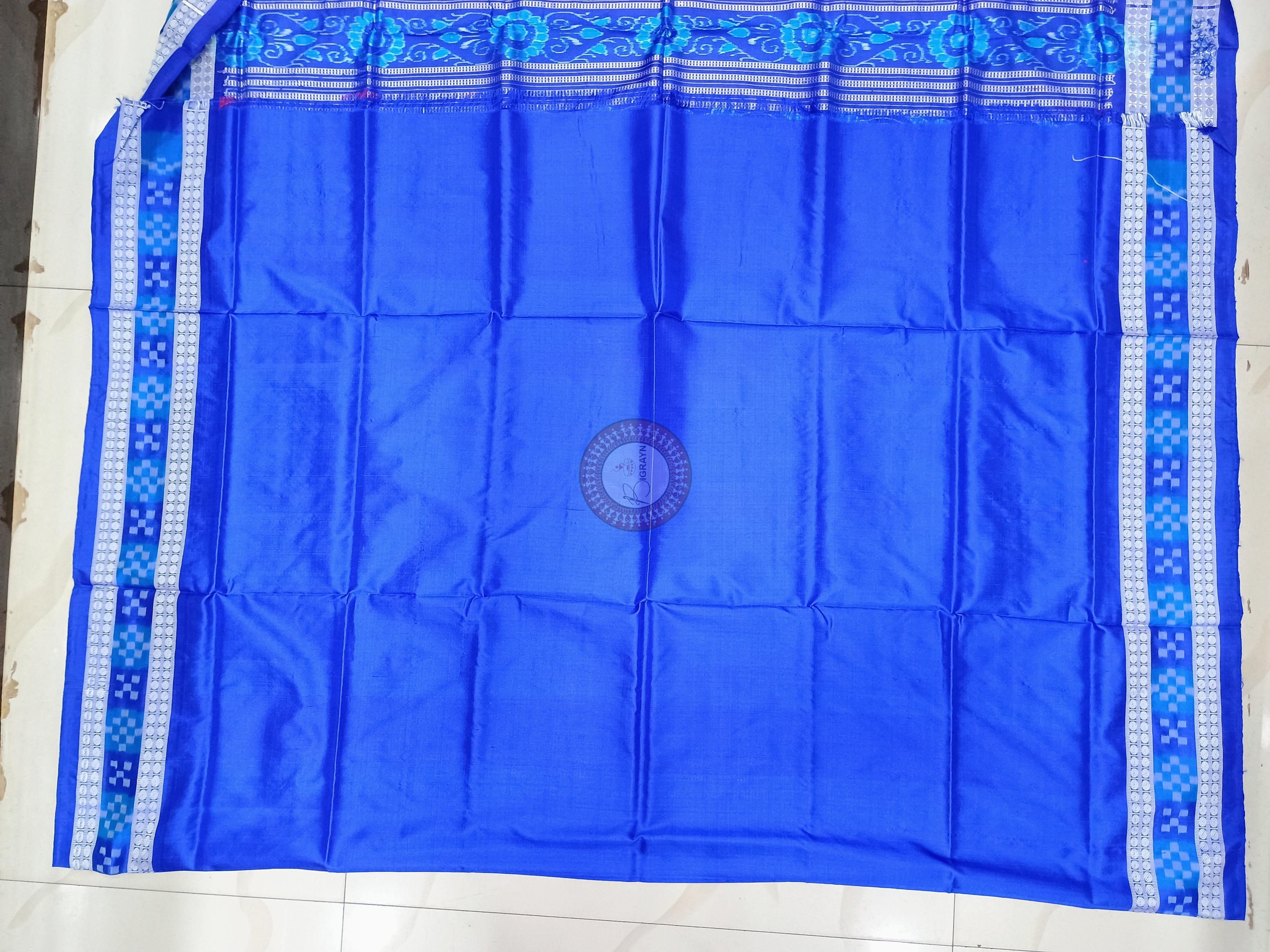 Red Blue Sakta Border Odisha Handloom Bomkai Silk Saree
