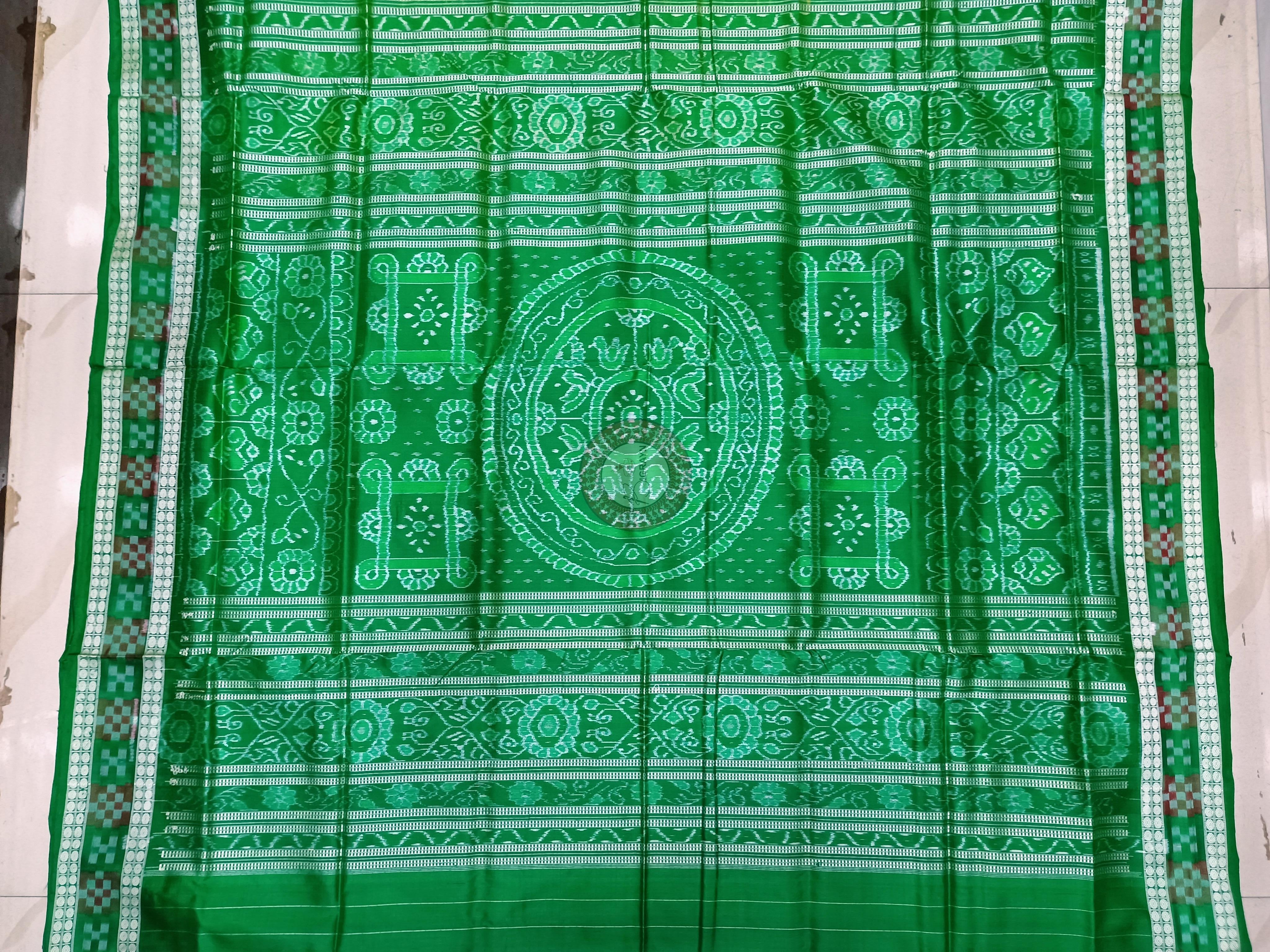 Yellow Green Sakta Border Odisha Handloom Bomkai Silk Saree