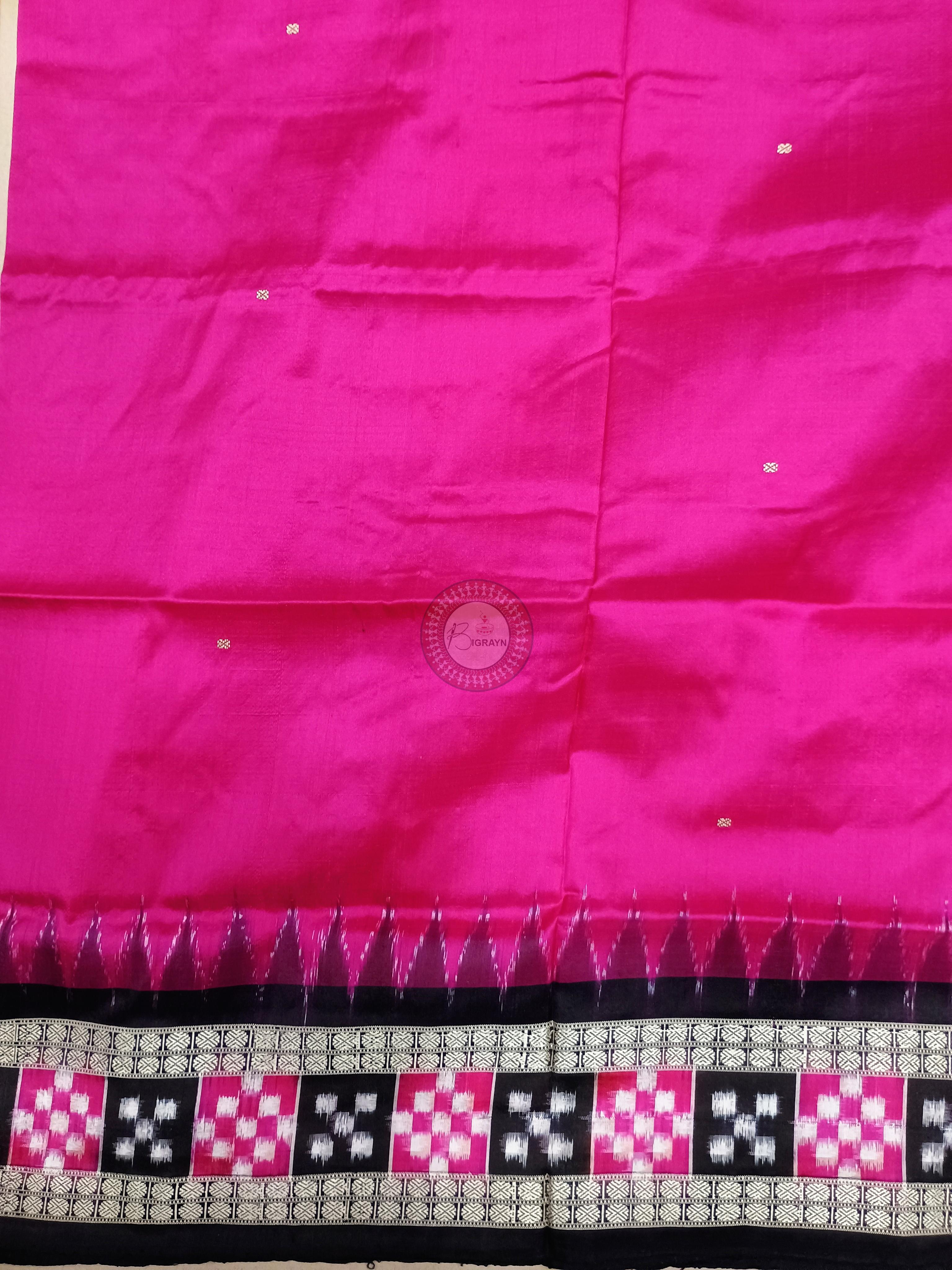 Magenta Black Sakta Border Odisha Handloom Bomkai Silk Saree