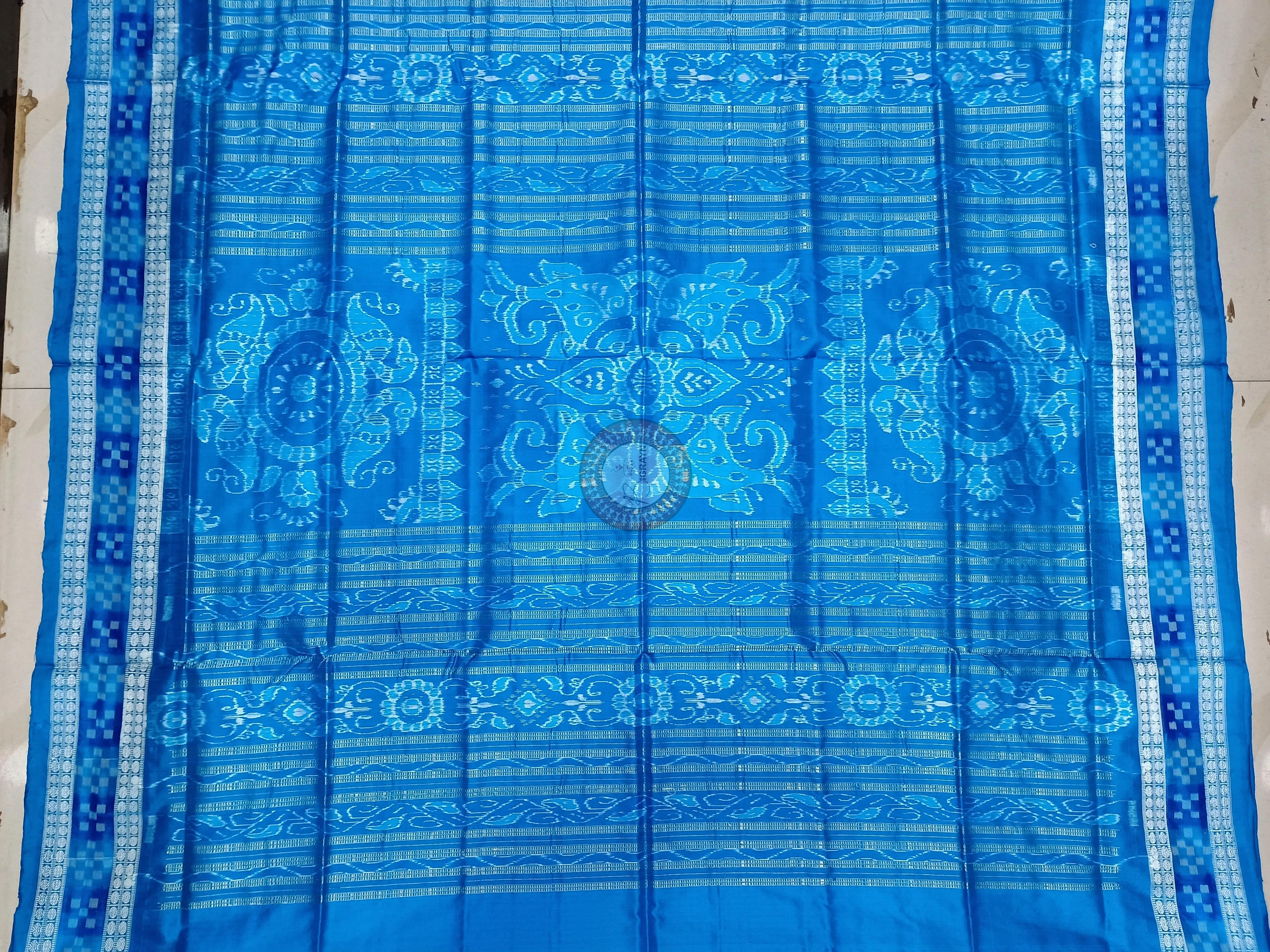 Purple Copper Sulphate Sakta Border Odisha Handloom Bomkai Silk Saree
