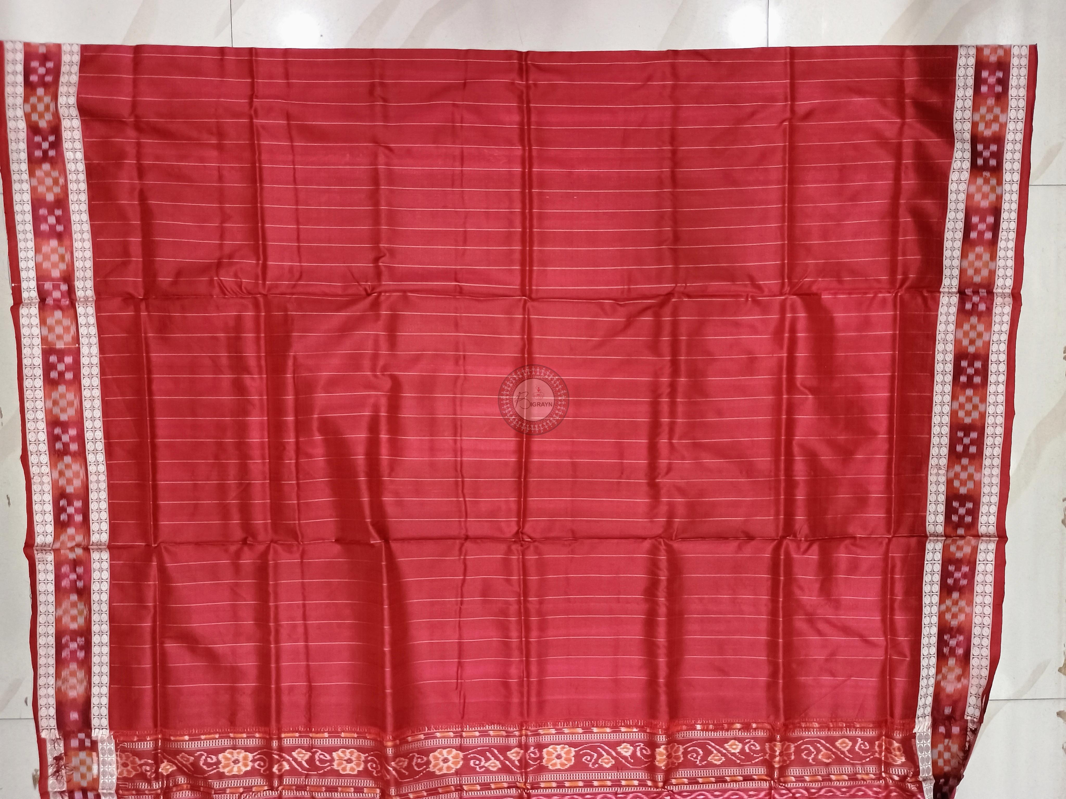 Mehendi Green Maroon Sakta Border Odisha Handloom Bomkai Silk Saree