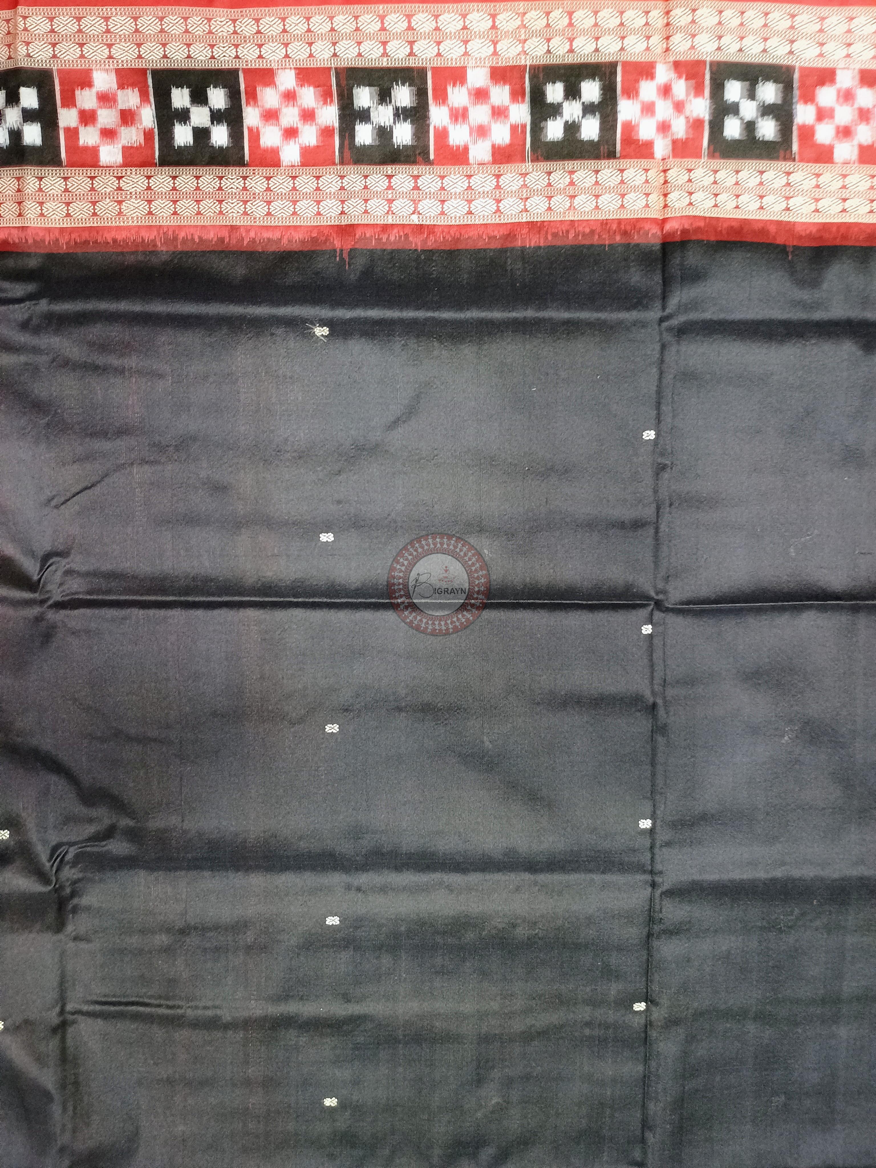 Black Red Sakta Border Odisha Handloom Bomkai Silk Saree
