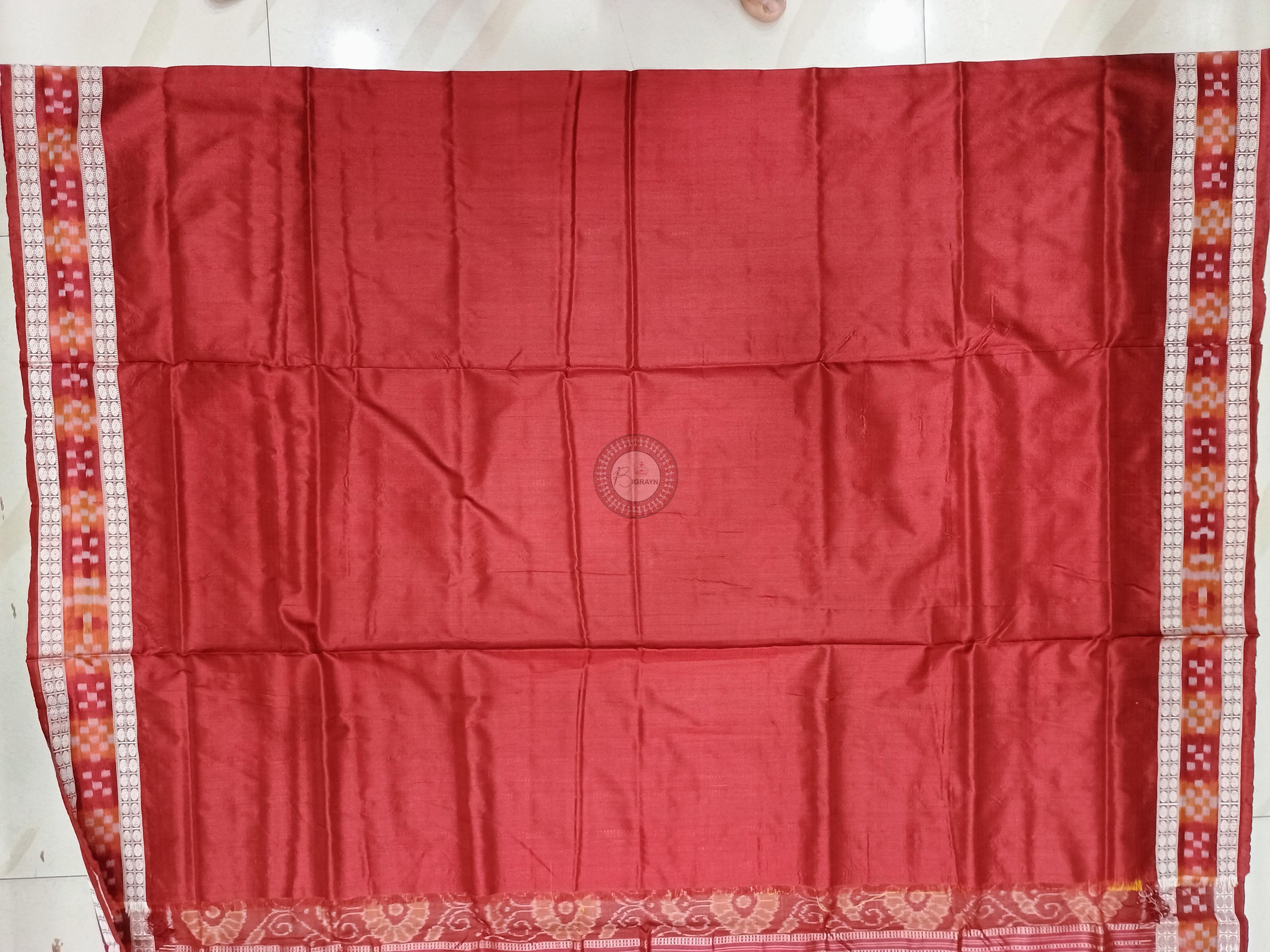 Yellow Maroon Sakta Border Odisha Handloom Bomkai Silk Saree