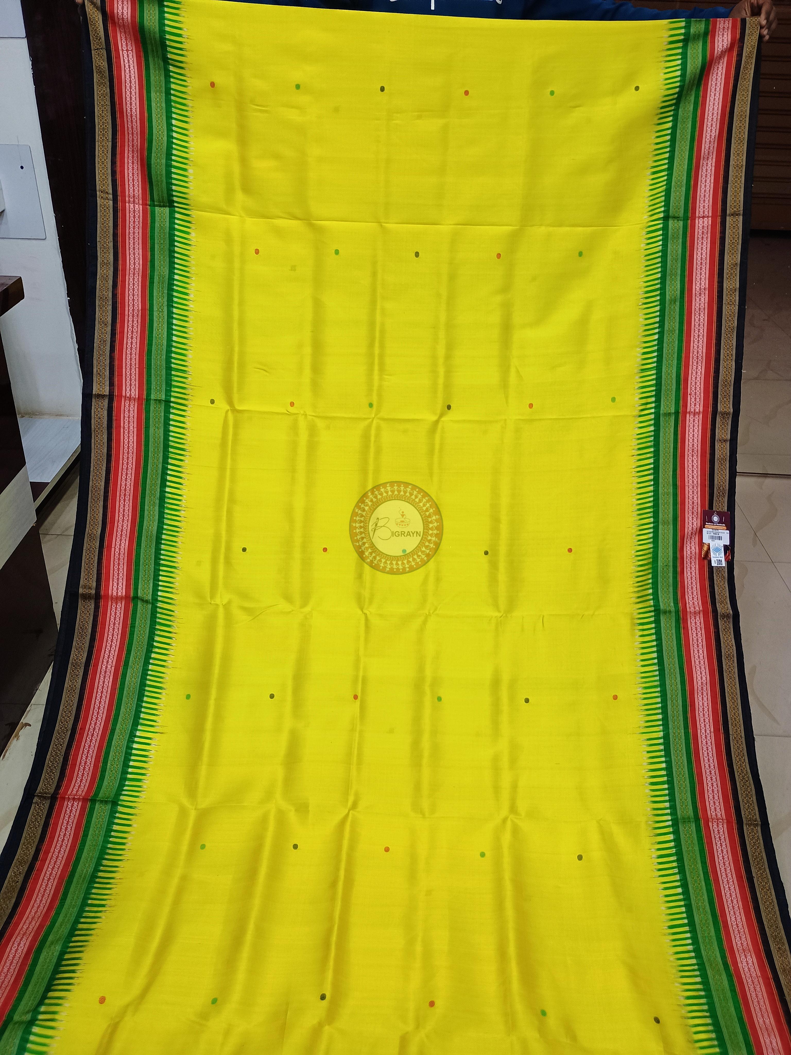 Yellow Red Green Kathifera Odisha Handloom Khandua Silk Saree