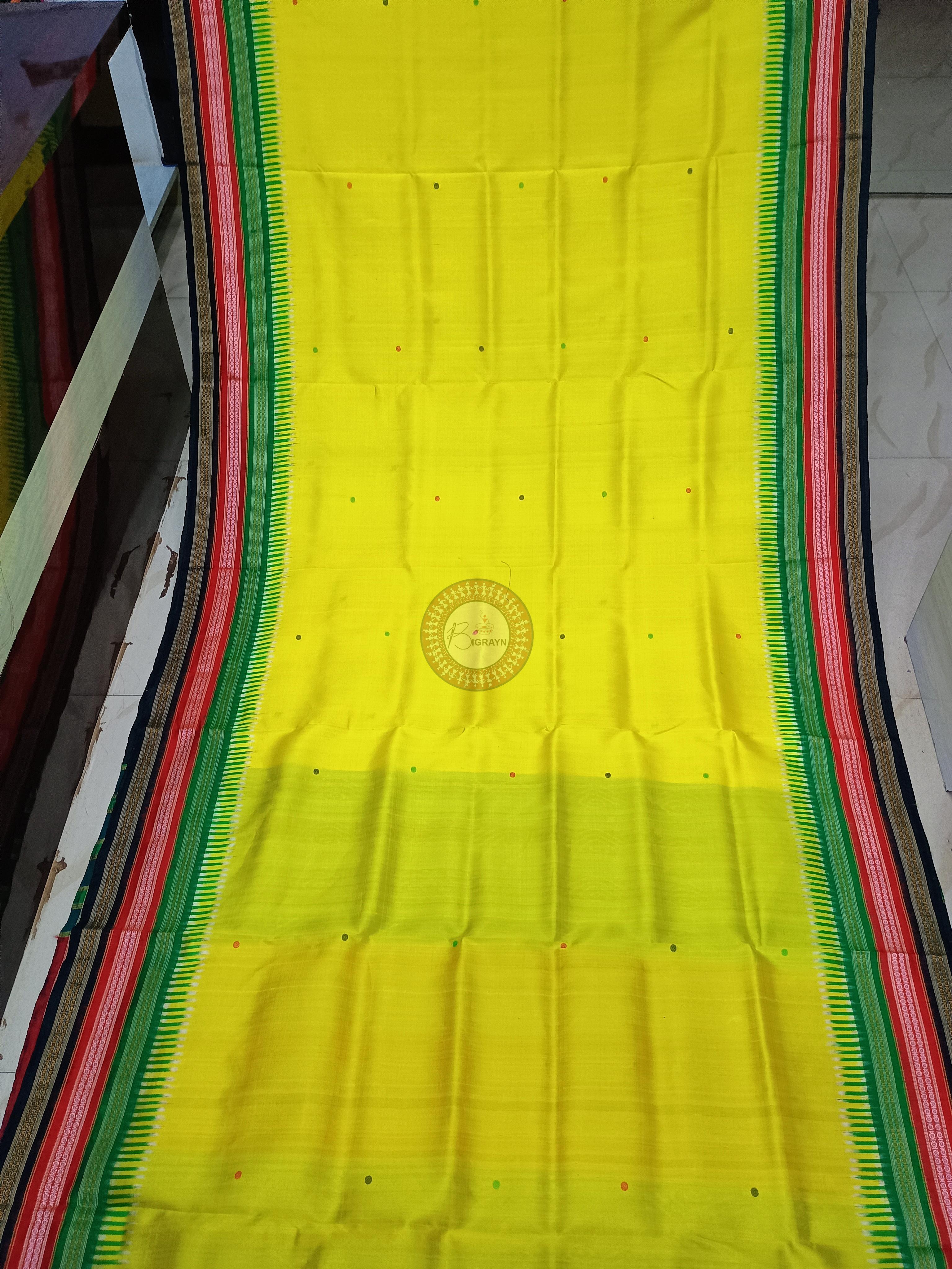 Yellow Red Green Kathifera Odisha Handloom Khandua Silk Saree