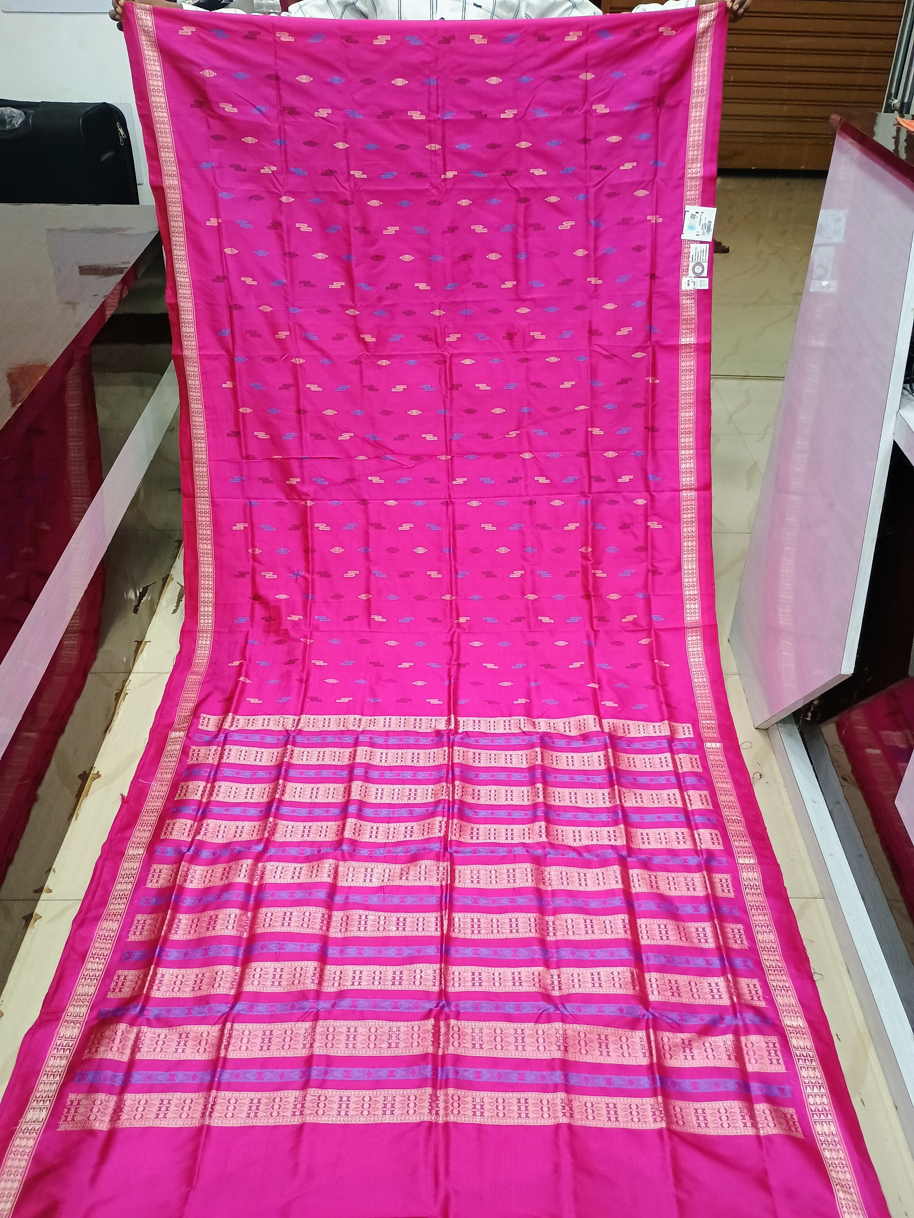 Black Magenta Patly Hazar Buti Bomkai Silk Saree