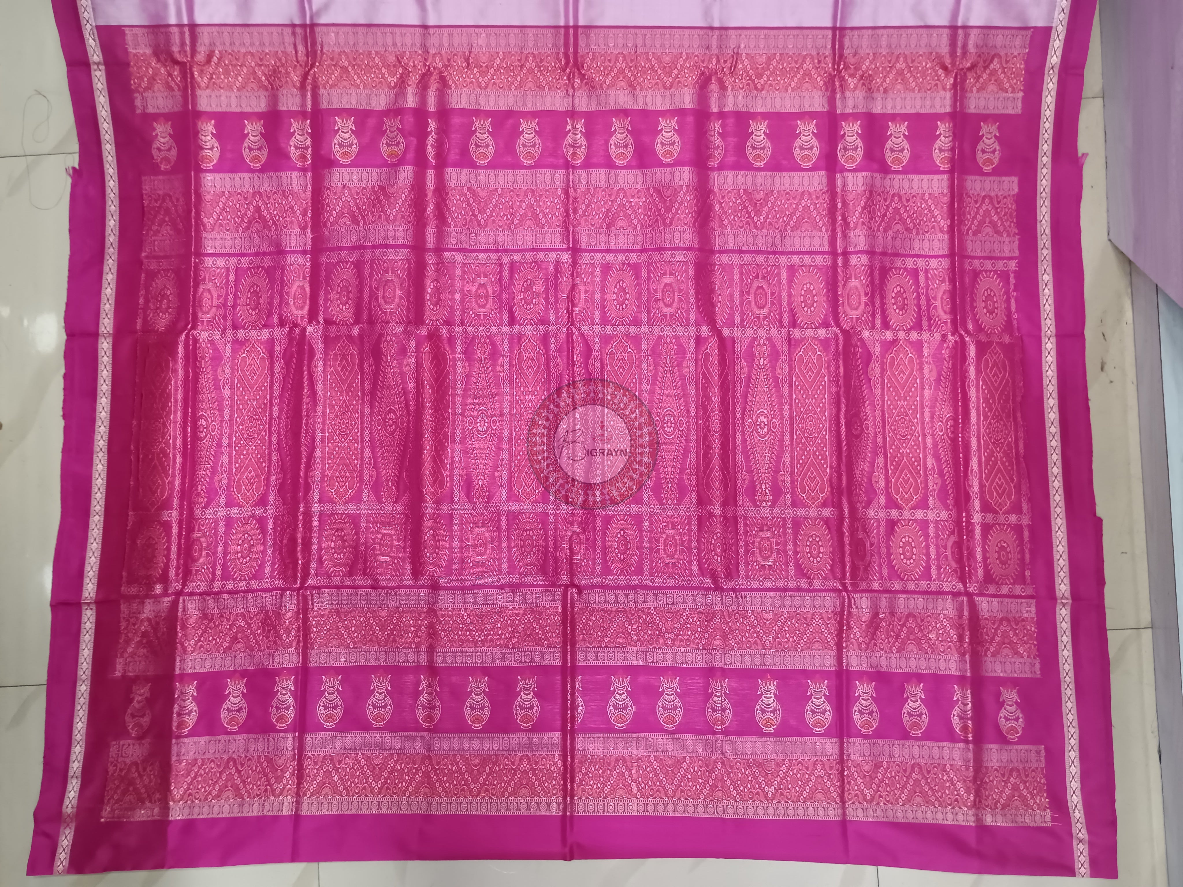 Pink Magenta Ek Phulia Bomkai Silk Saree