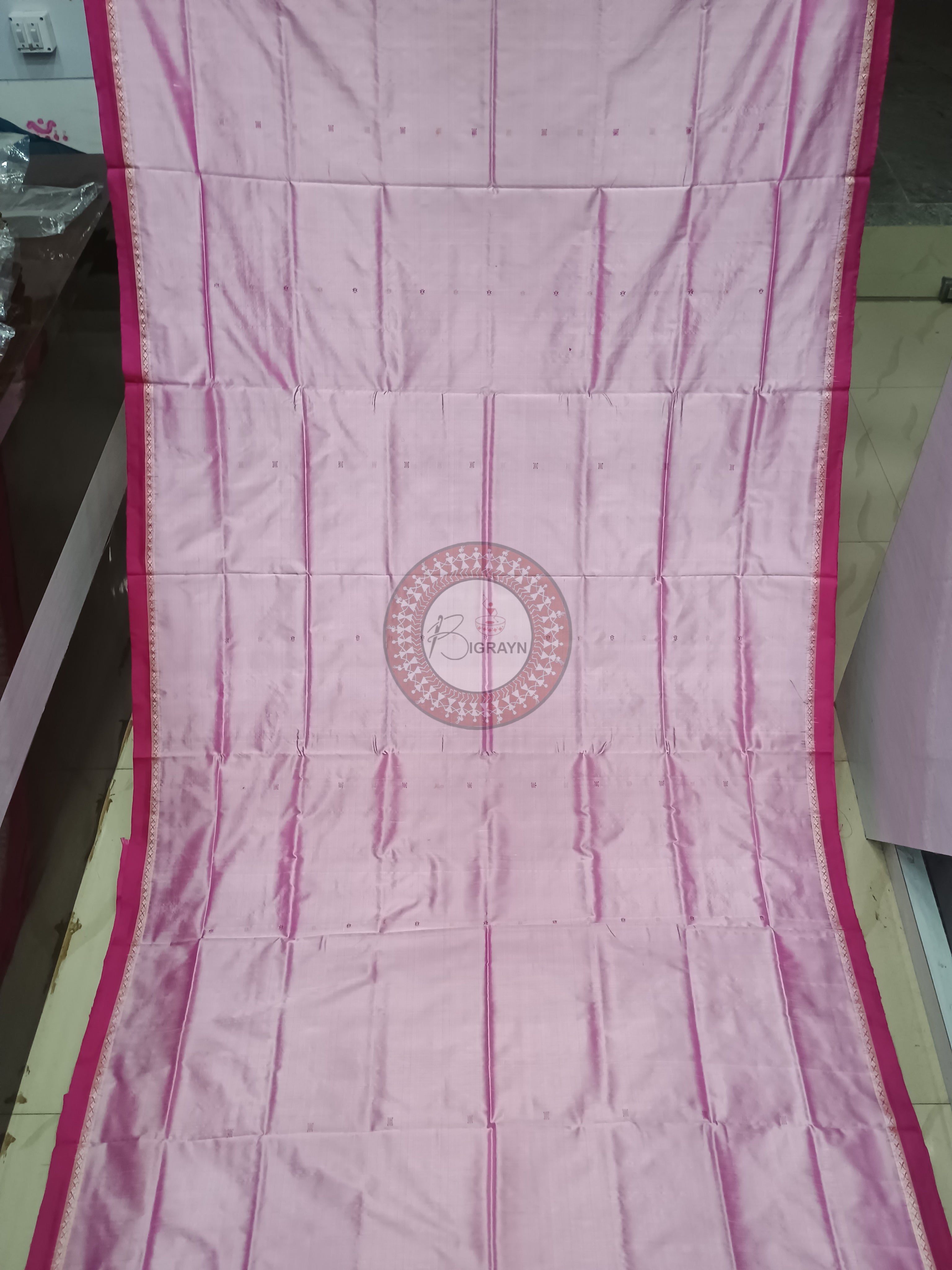 Pink Magenta Ek Phulia Bomkai Silk Saree