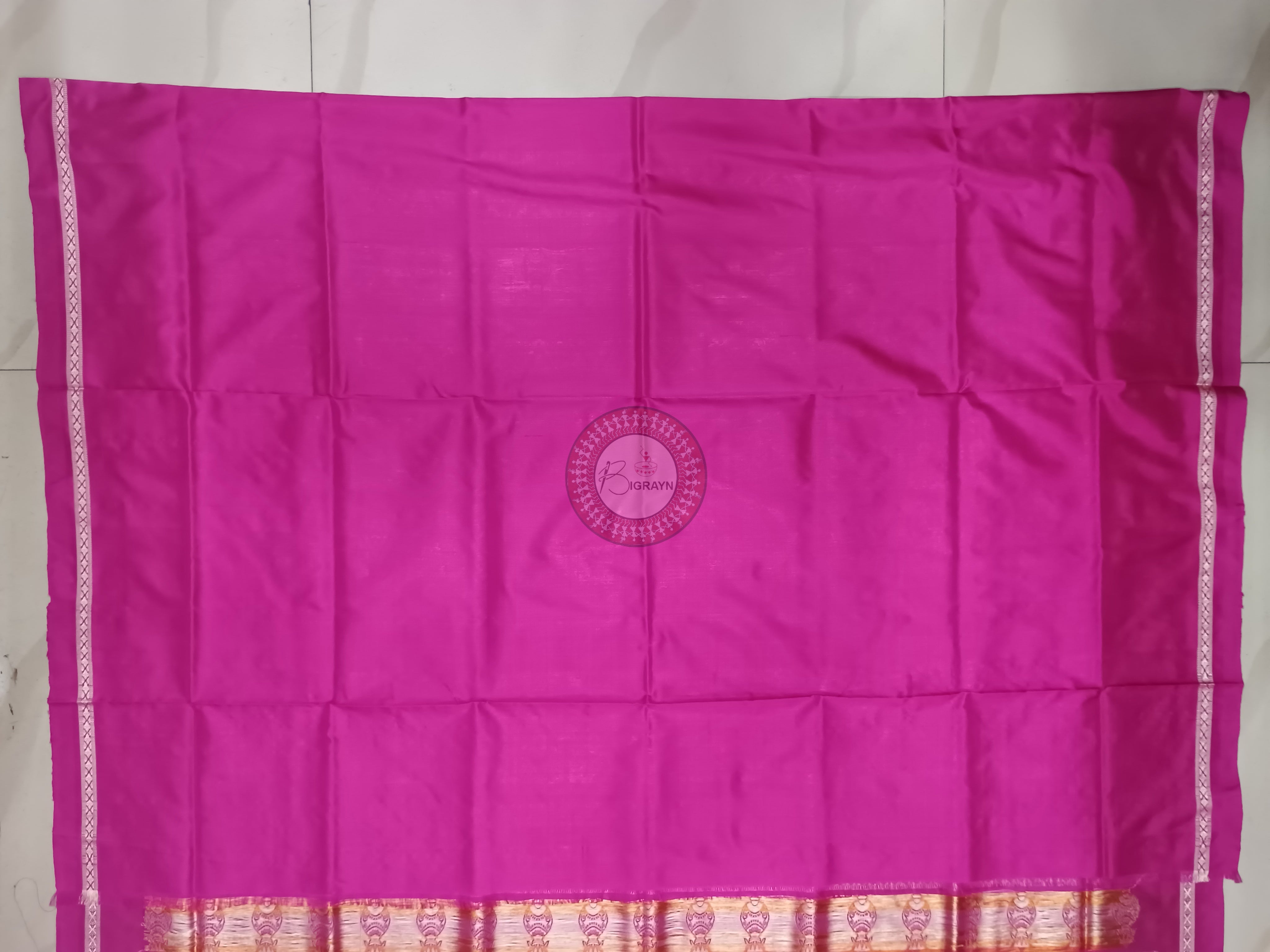 Pink Magenta Ek Phulia Bomkai Silk Saree