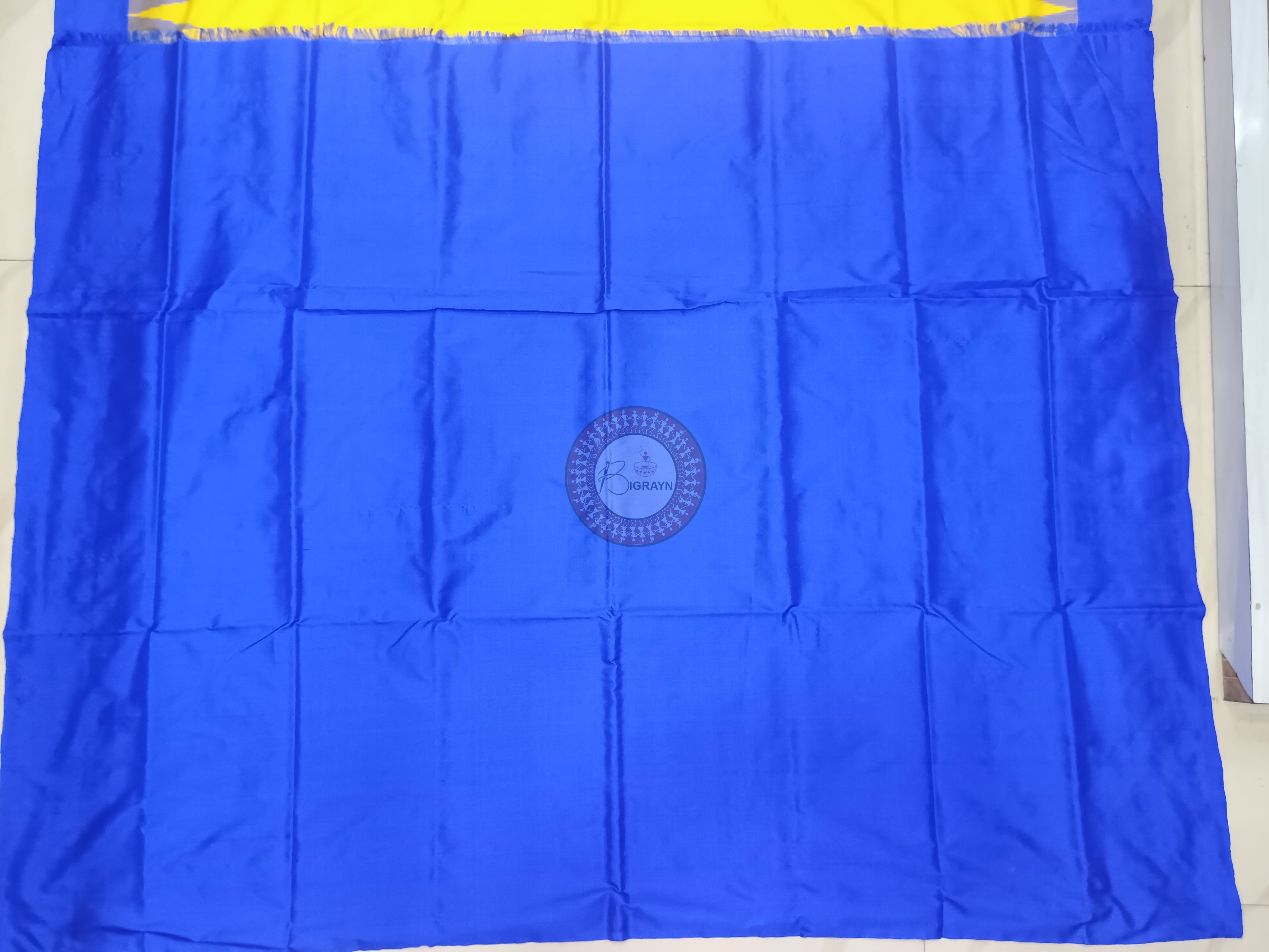 Yellow Blue Kalashi Plan Border Bomkai Silk Saree