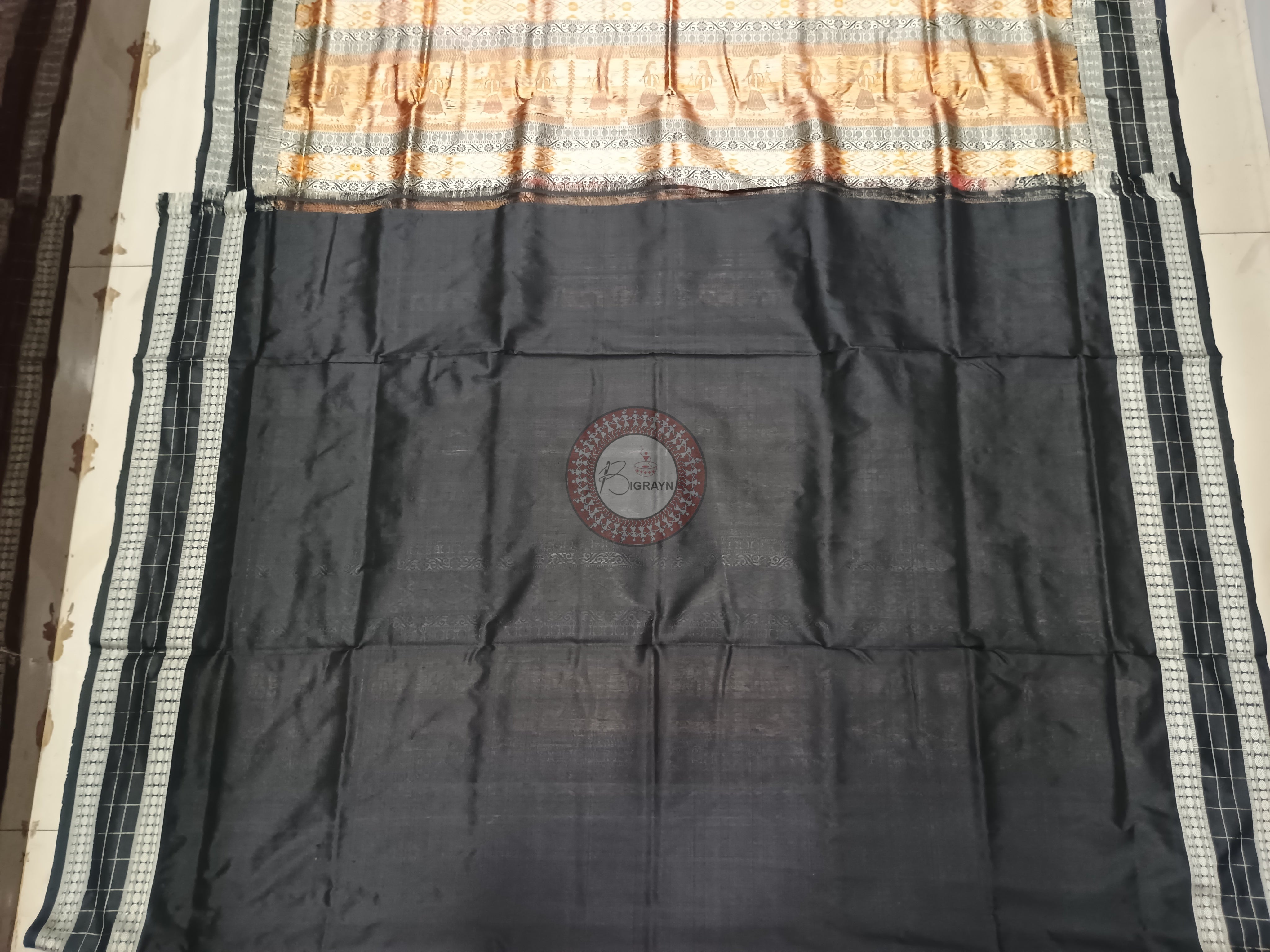 Red Black Doll Bomkai Silk Saree