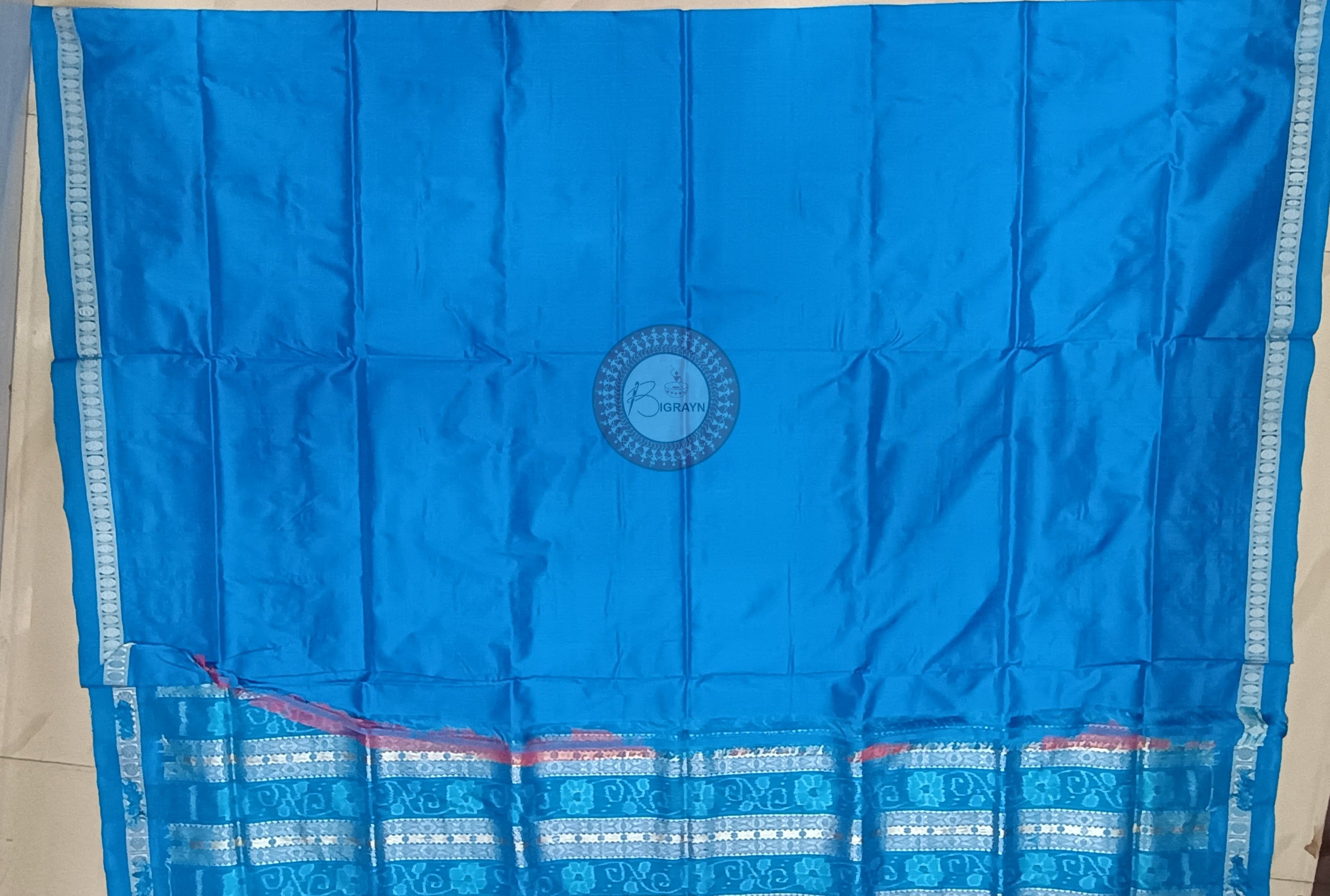 Baby Pink Copper Sulphate Ek Phulia Bomkai Silk Saree