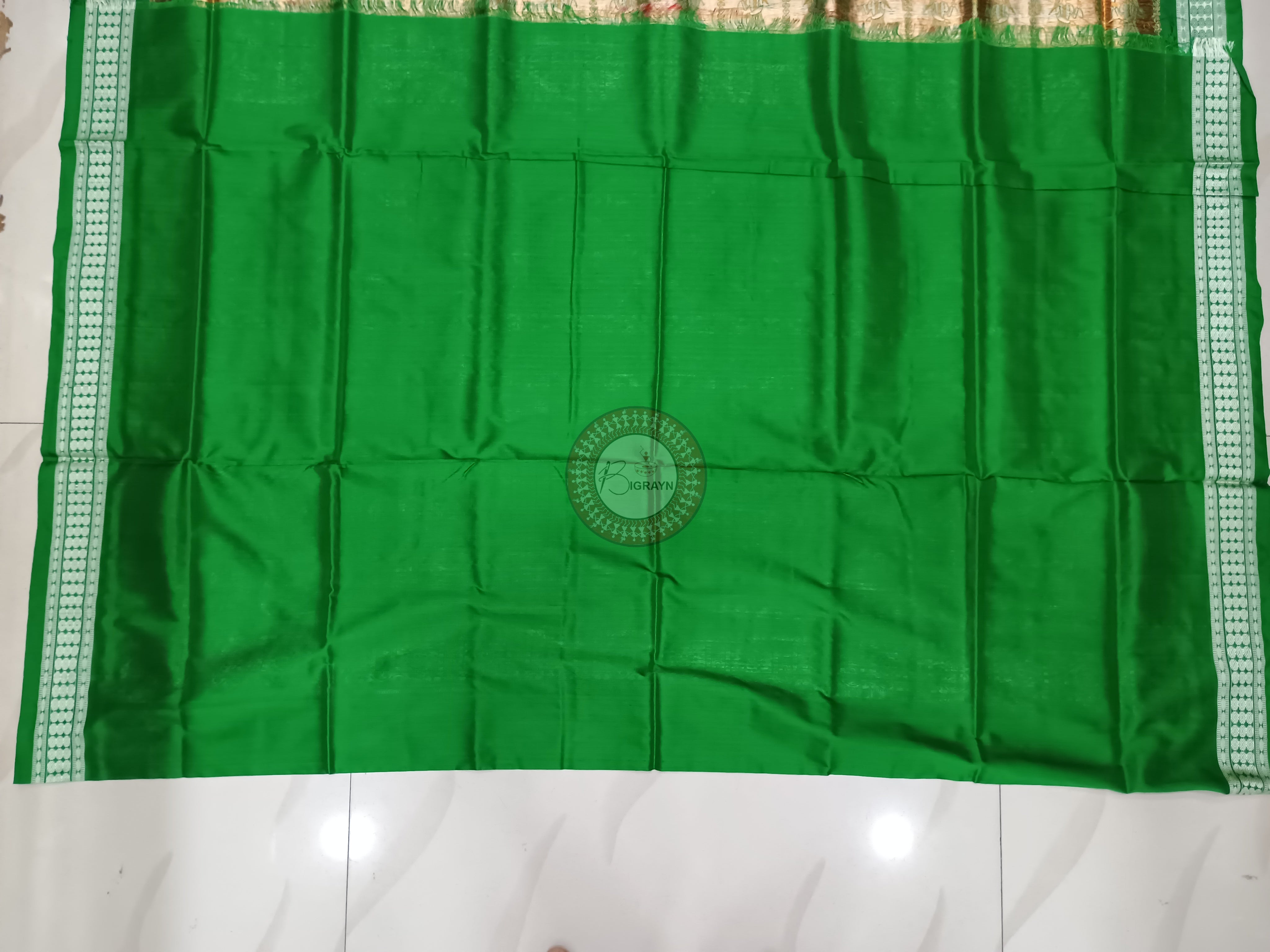 Pink Green Doll Bomkai Silk Saree