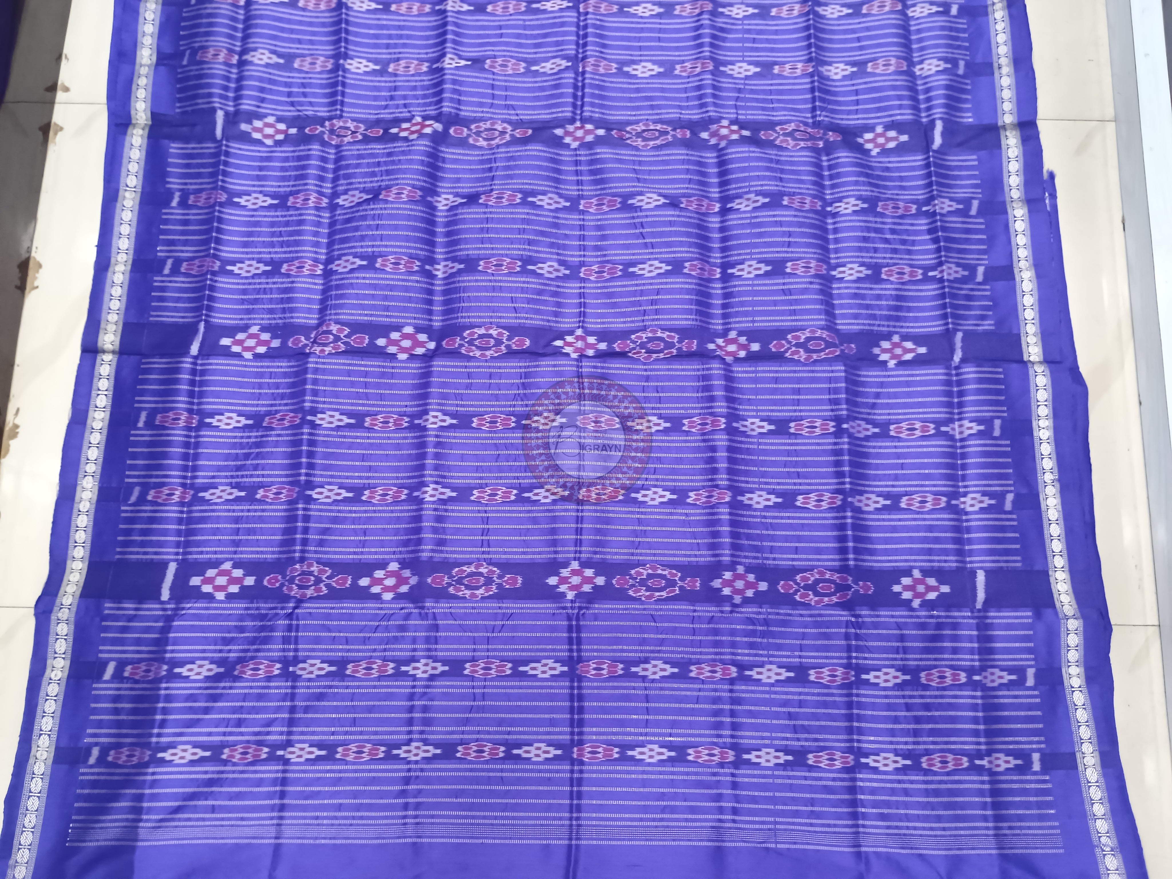 Grey Blue Ek Phulia Bomkai Silk Saree