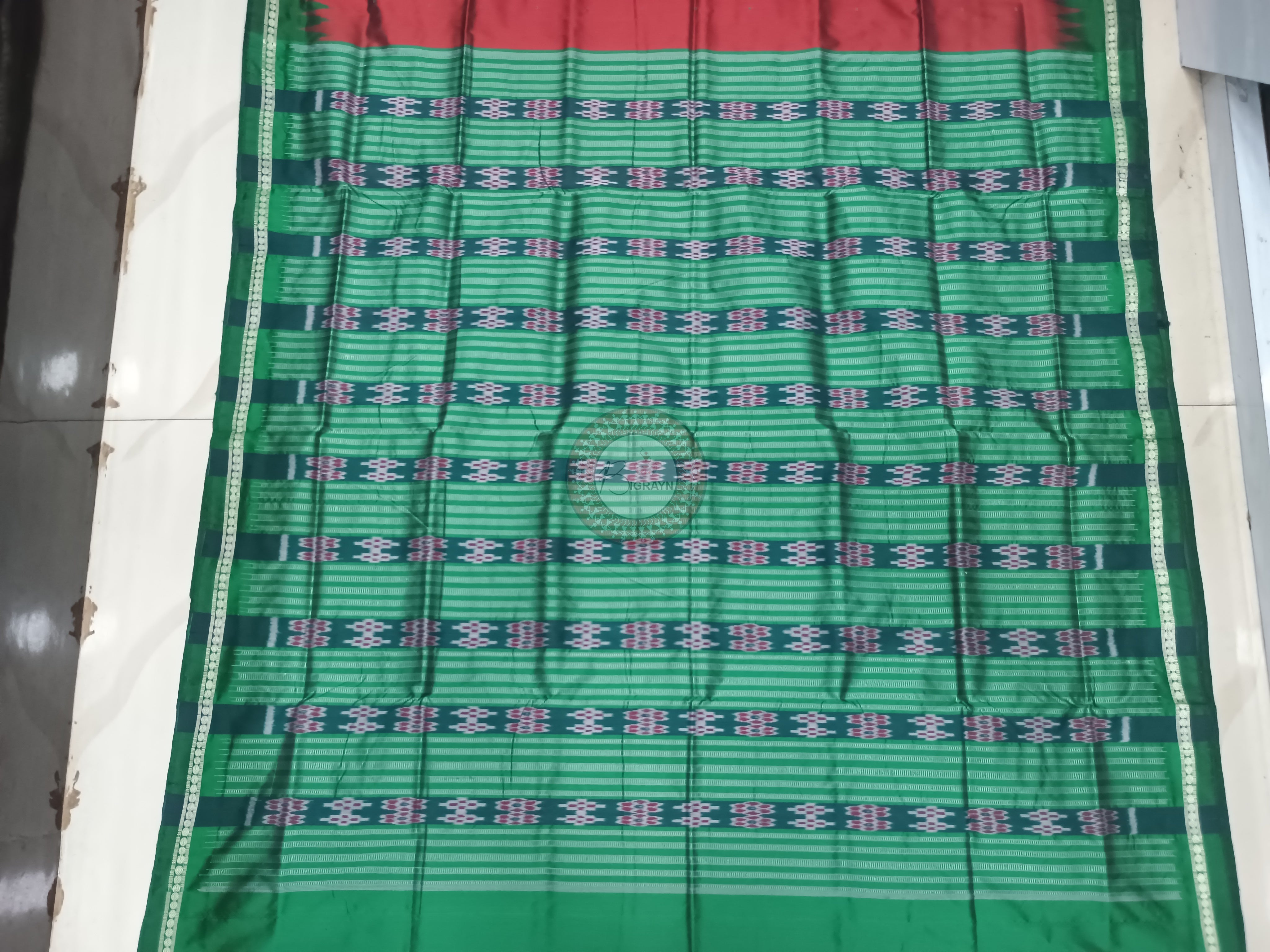 Maroon Green Ek Phulia Bomkai Silk Saree